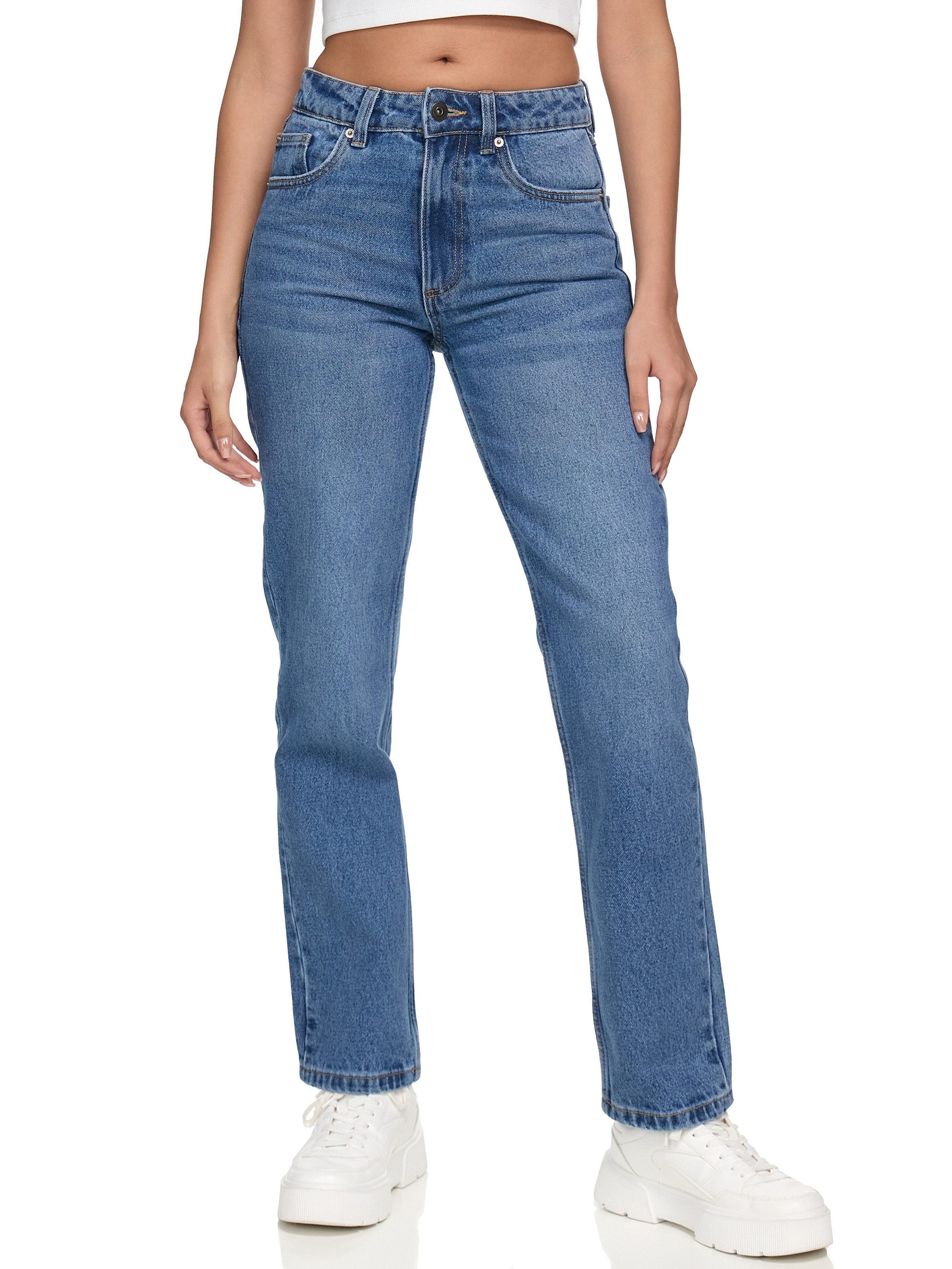 REPUBLIX Loose-fit-Jeans Madeline Damen Mid Waist Loose-fit Denim Jeans Basic