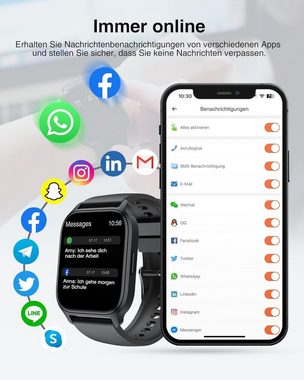 LLKBOHA Smartwatch (1,85 Zoll, Android iOS), uhr mit Telefonfunktion Touchscreen 112+ Sportmodi IP68 wasserdichte