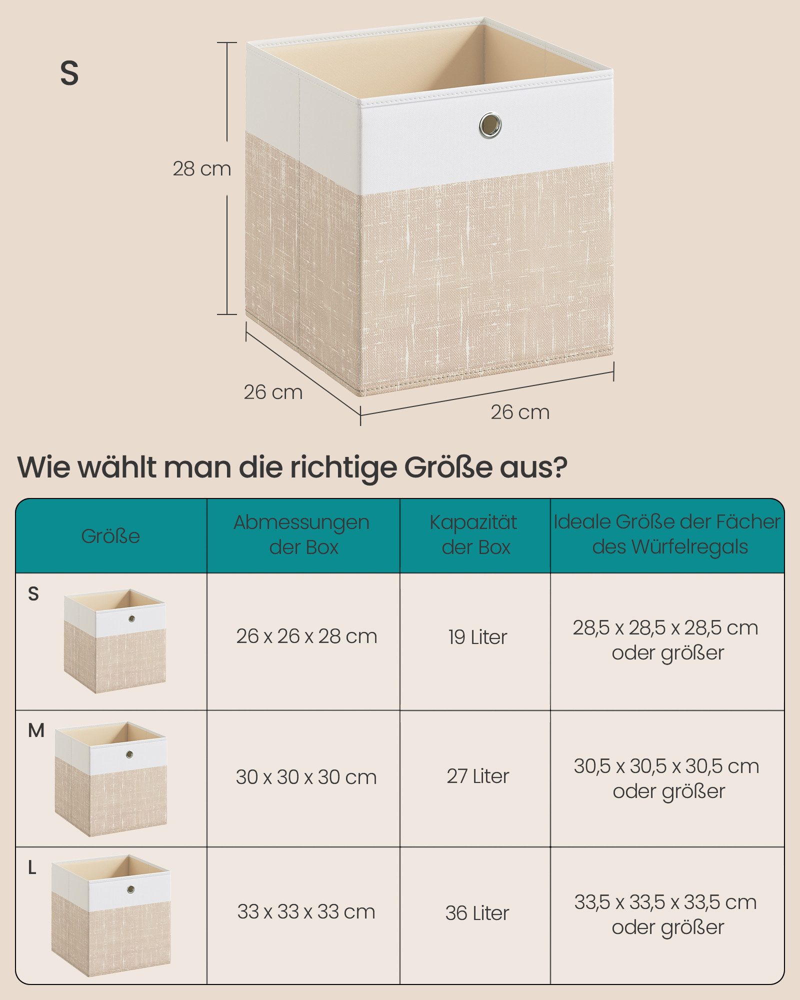 SONGMICS Aufbewahrungsbox, 6er Set, Aufbewahrungskorb, Ordrhungsboxen PP-Platten, geruchsneutral
