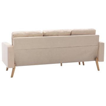 vidaXL Sofa 3-Sitzer-Sofa mit Hocker Creme Stoff
