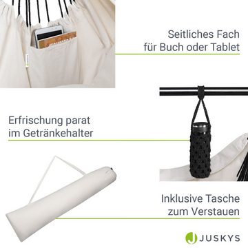 Juskys Hängesessel Miami, Makramee, bis 150 kg belastbar, 2 große Kissen, Tasche