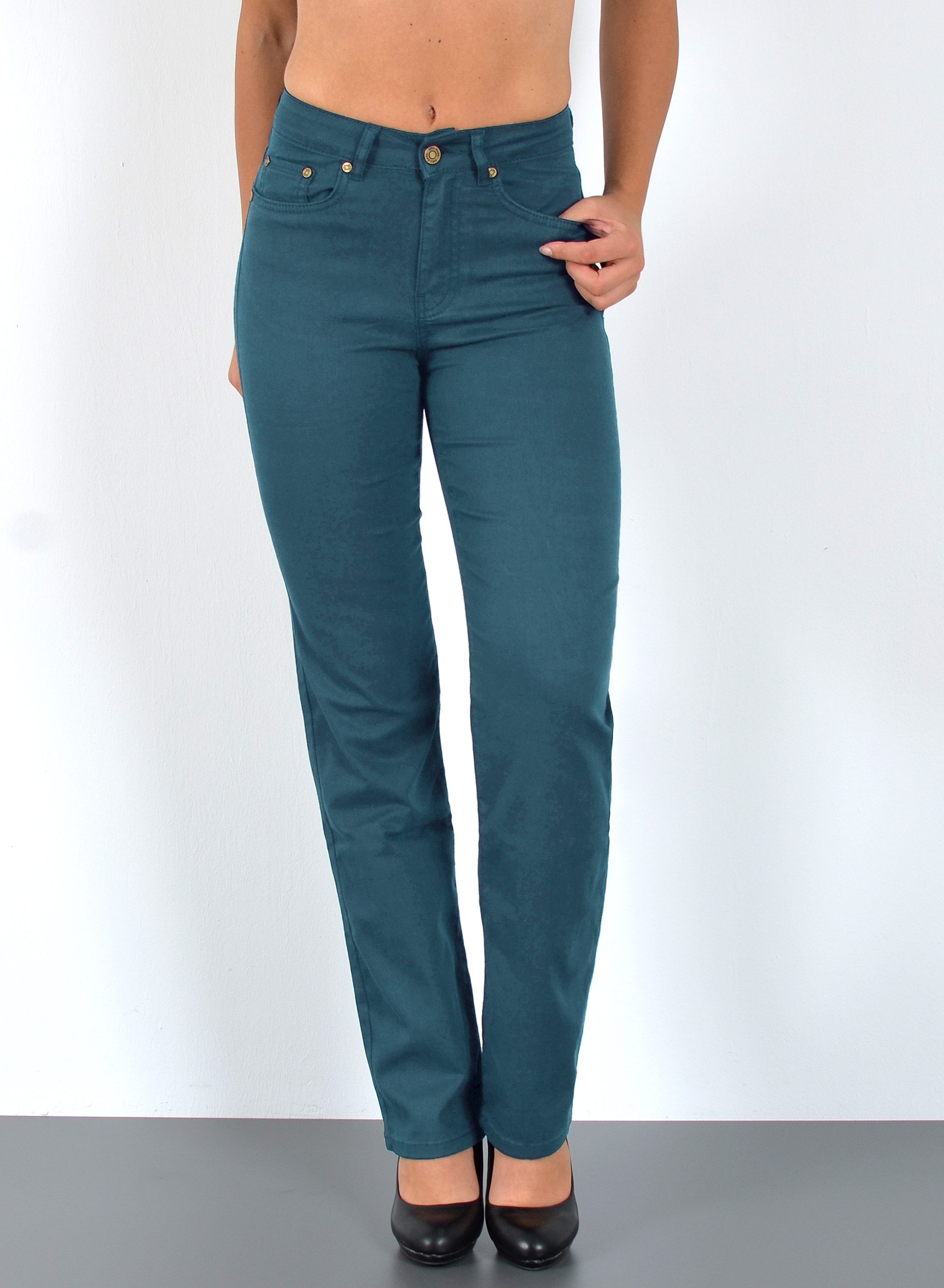 ESRA Stoffhose Damen Straight Fit Hose High Waist Business-Hose bis Große G günstig online kaufen