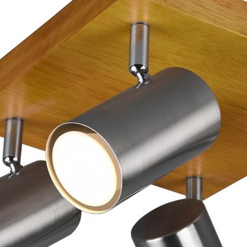 etc-shop Smarte LED-Leuchte, Leuchtmittel inklusive, Kaltweiß, Warmweiß, Neutralweiß, Tageslichtweiß, Farbwechsel, Smart Decken Strahler dimmbar Holz Lampe Spot Leuchte