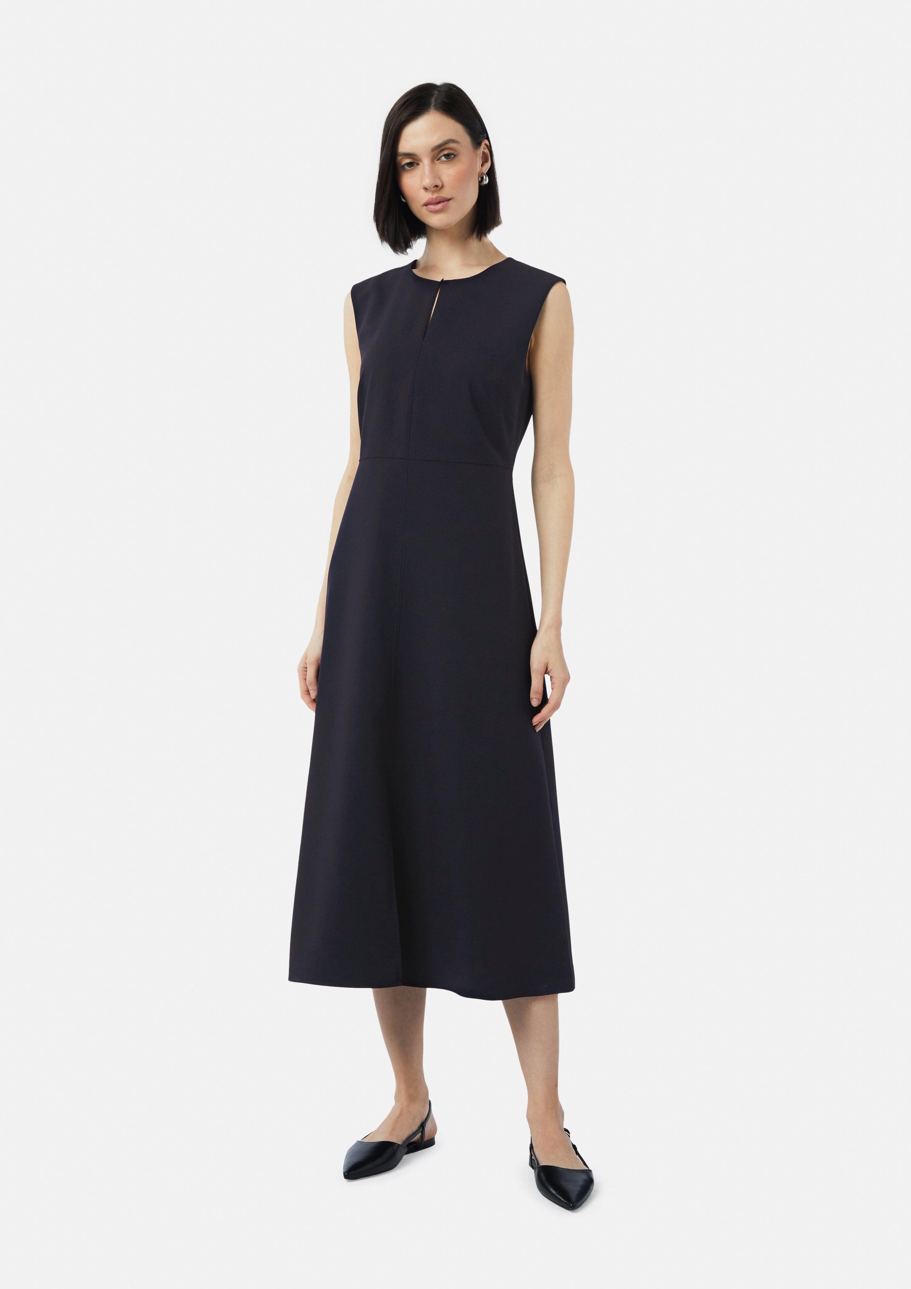 Maxikleid Ausgestelltes Midikleid aus Crêpe mit verdecktem Reißverschluss