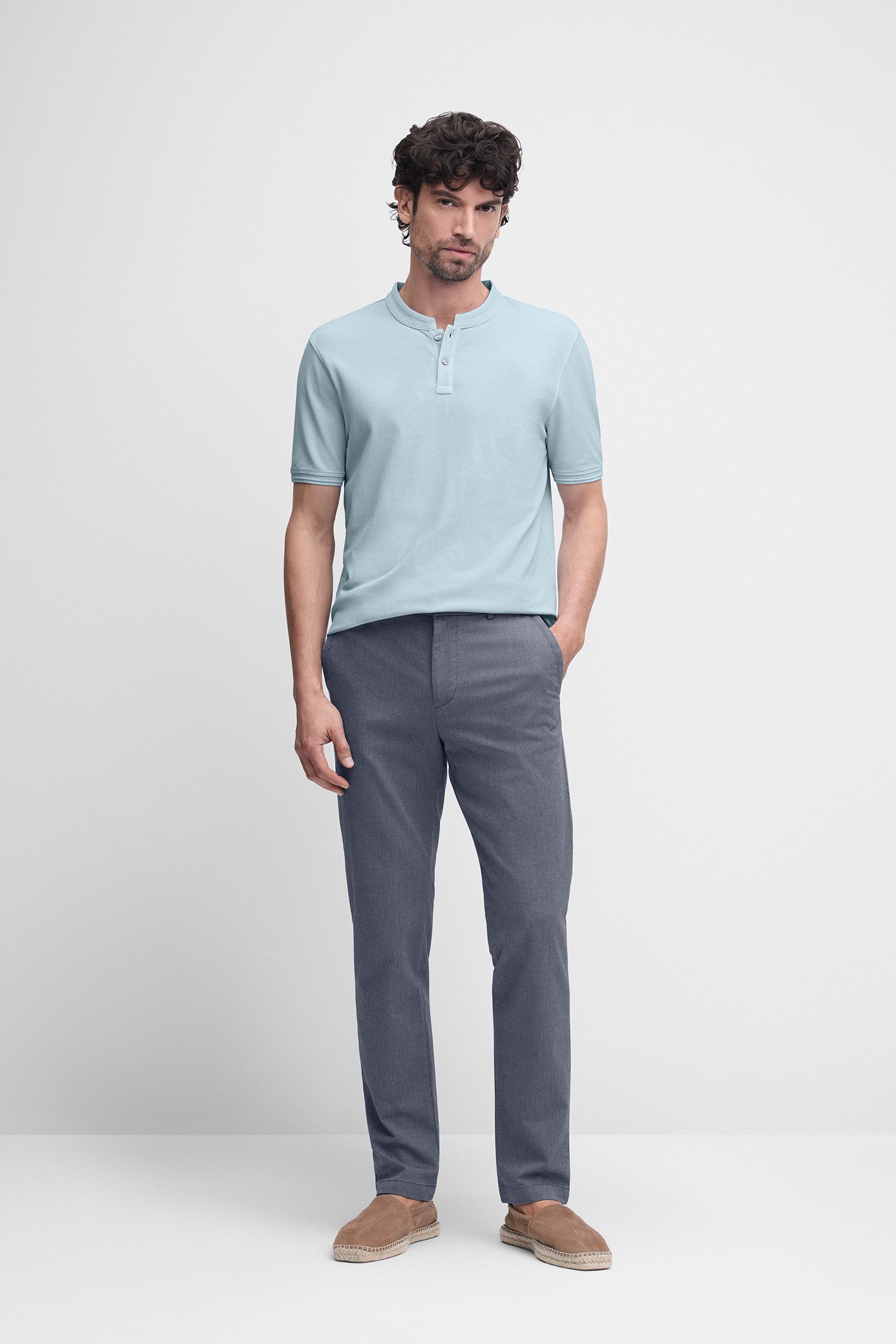 Cinque T-Shirt CILANO Rundhalsausschnitt mit kurzer Knopfleiste, Relaxed Fit