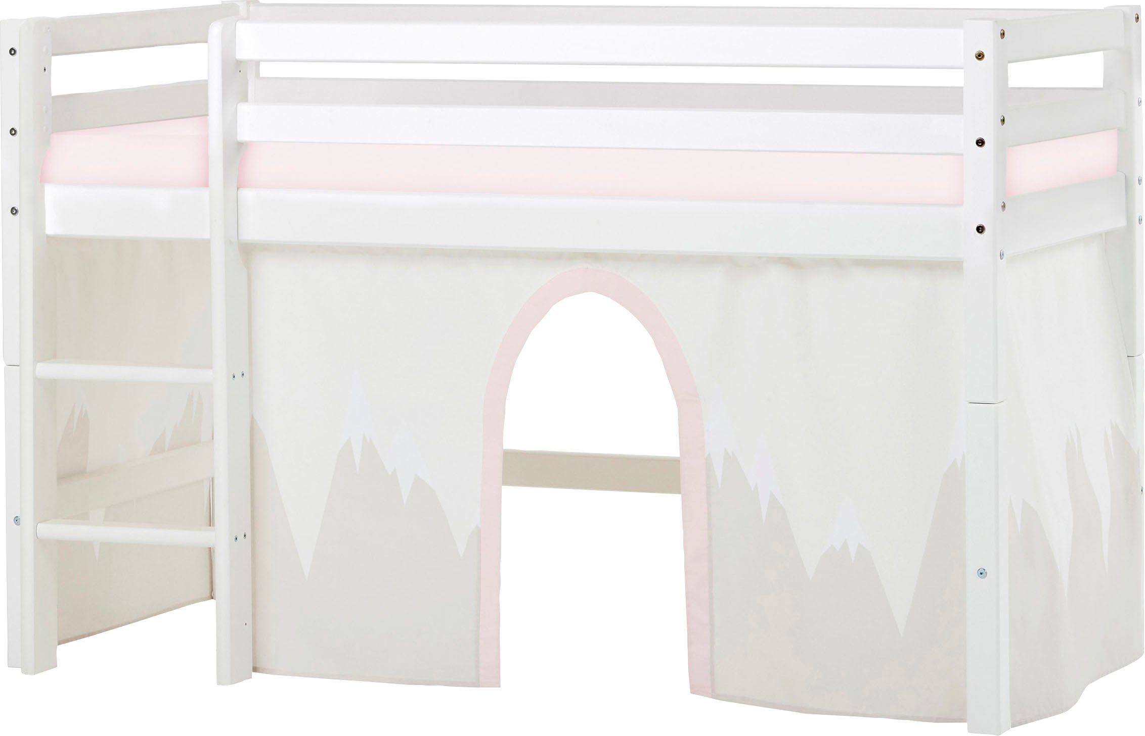 Hoppekids Hochbett «Winter Wonderland» (Set) 70x160, umbaubar mit Vorhang-Set Winter
