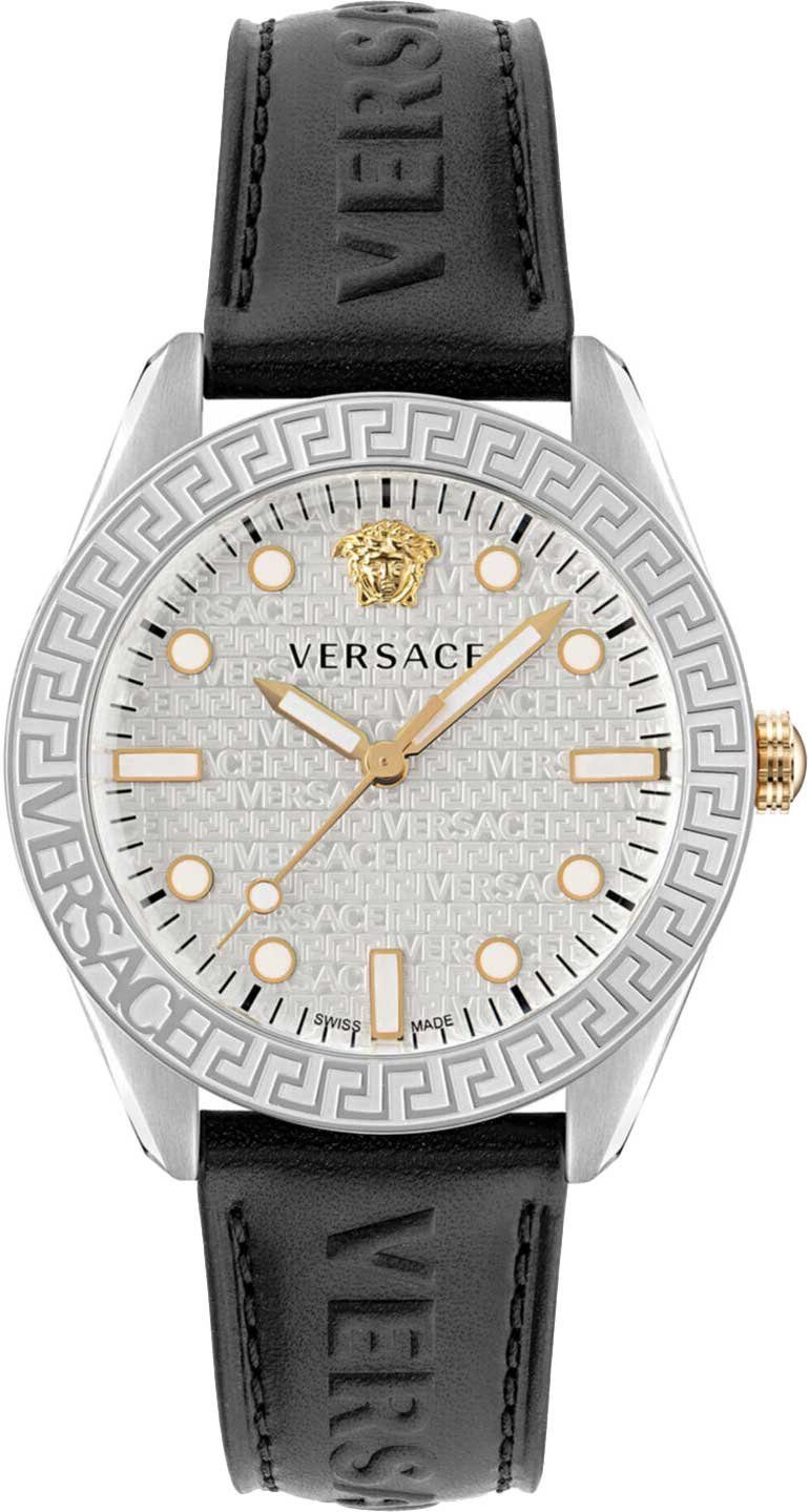 Versace Schweizer Uhr GRECA DOME, Versace Herren Armbanduhr 42 mm Armband  Leder GRECA DOME