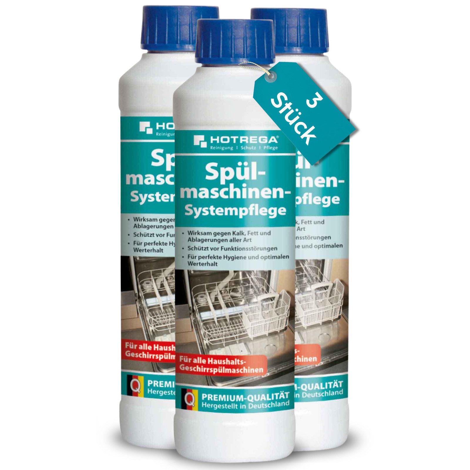 HOTREGA® Spülmaschinenreiniger Systempflege Entkalker Pflege Reiniger x 250ml Küchenreiniger