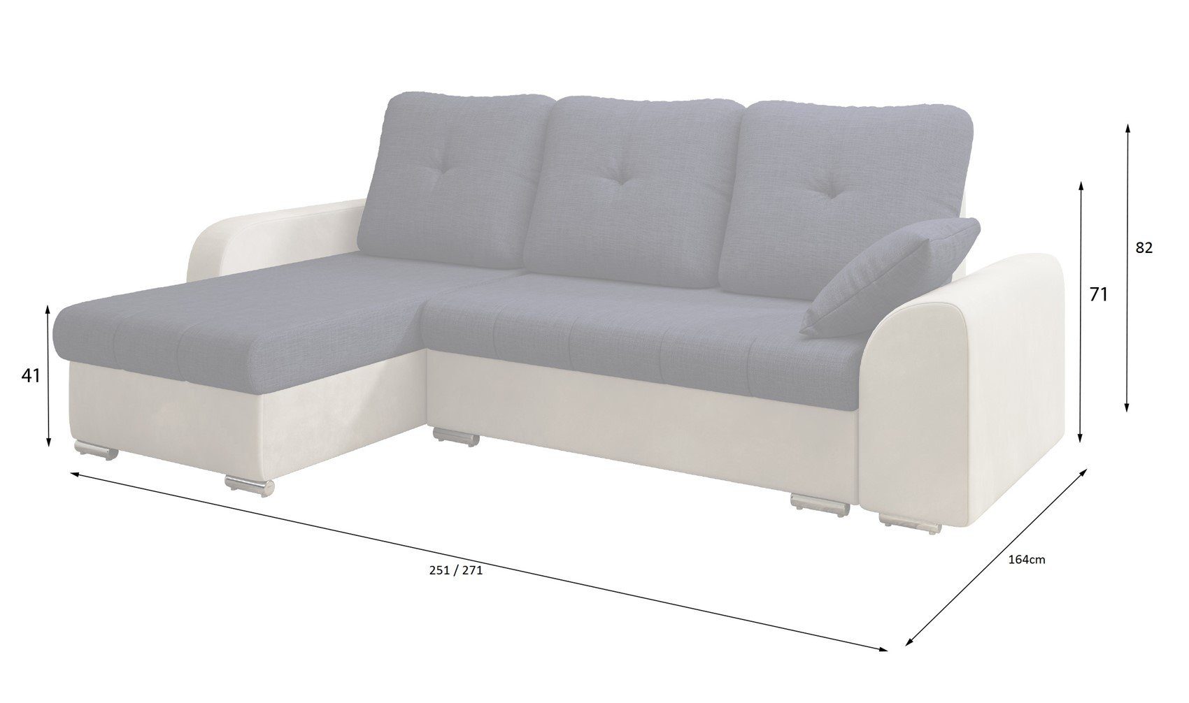 Designersofa Möbel Schlaffunktion Ecksofa DEKOS mit Bettkästen, Fun Cappuccino-Schwarz Ecksofa inkl. mit mane,