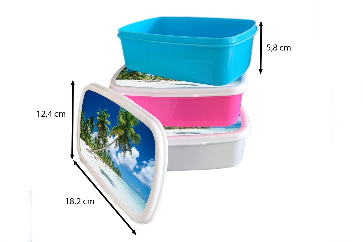 - Brotdose Lunchbox Snackbox, - für Brotbox Mädchen, Kinder, Strand Kunststoff, (2-tlg), rosa Palme Kunststoff Erwachsene, Tropisch, MuchoWow