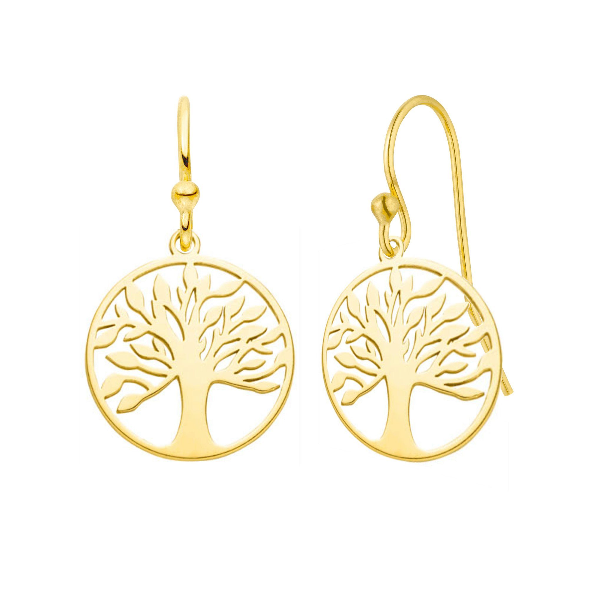 SCHOSCHON Paar Ohrhaken Ohrhaken Lebensbaum 925 Silber ø 16,5 mm - Baum des Lebens Ohrringe