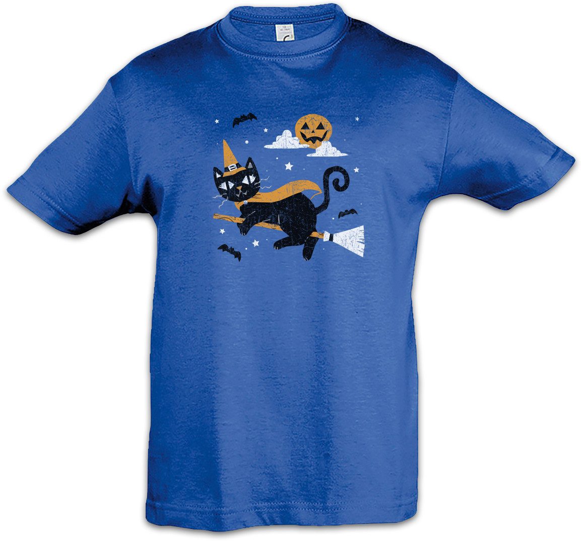 Print-Shirt Halloween Cat Witch Kinder T-Shirt Katzen Kätzchen Schwarzer Kater