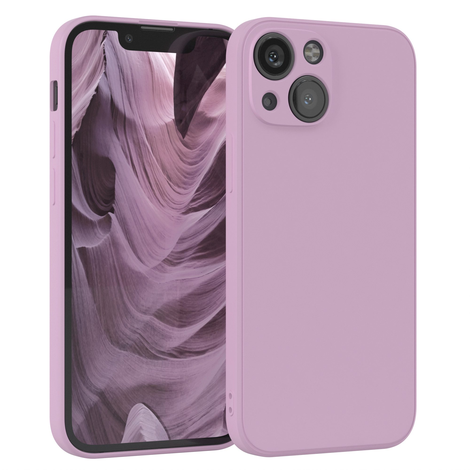 EAZY CASE Handyhülle für Apple iPhone 13 Mini Hülle Silikon 5,4 Zoll, Hülle mit Kameraschutz handycover Soft Smart Slimcover Lila / Flieder