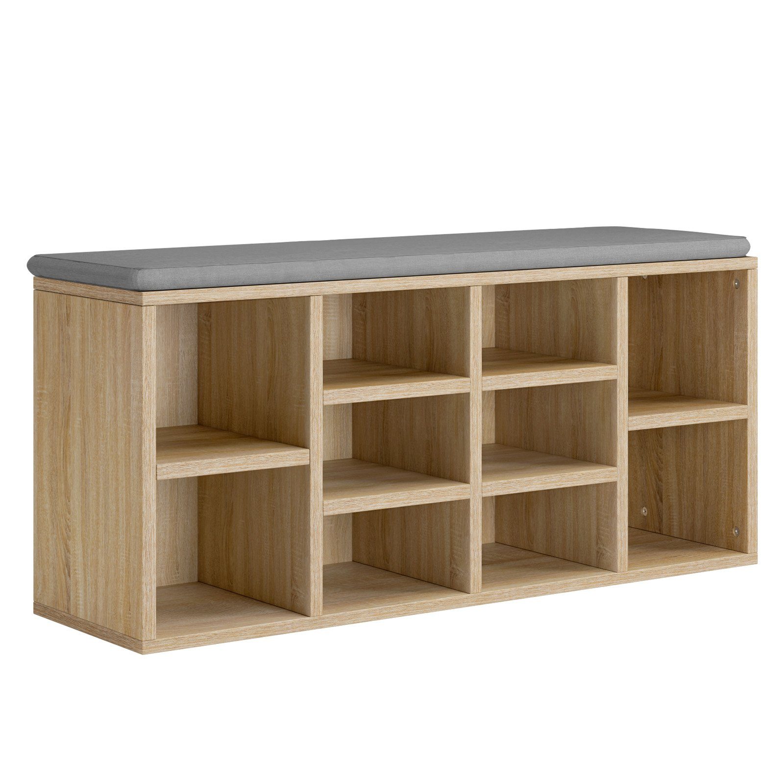 HOMECHO Schuhbank, Schuhregal Sitzbank mit Sitzfläche 10 Fächer Holz