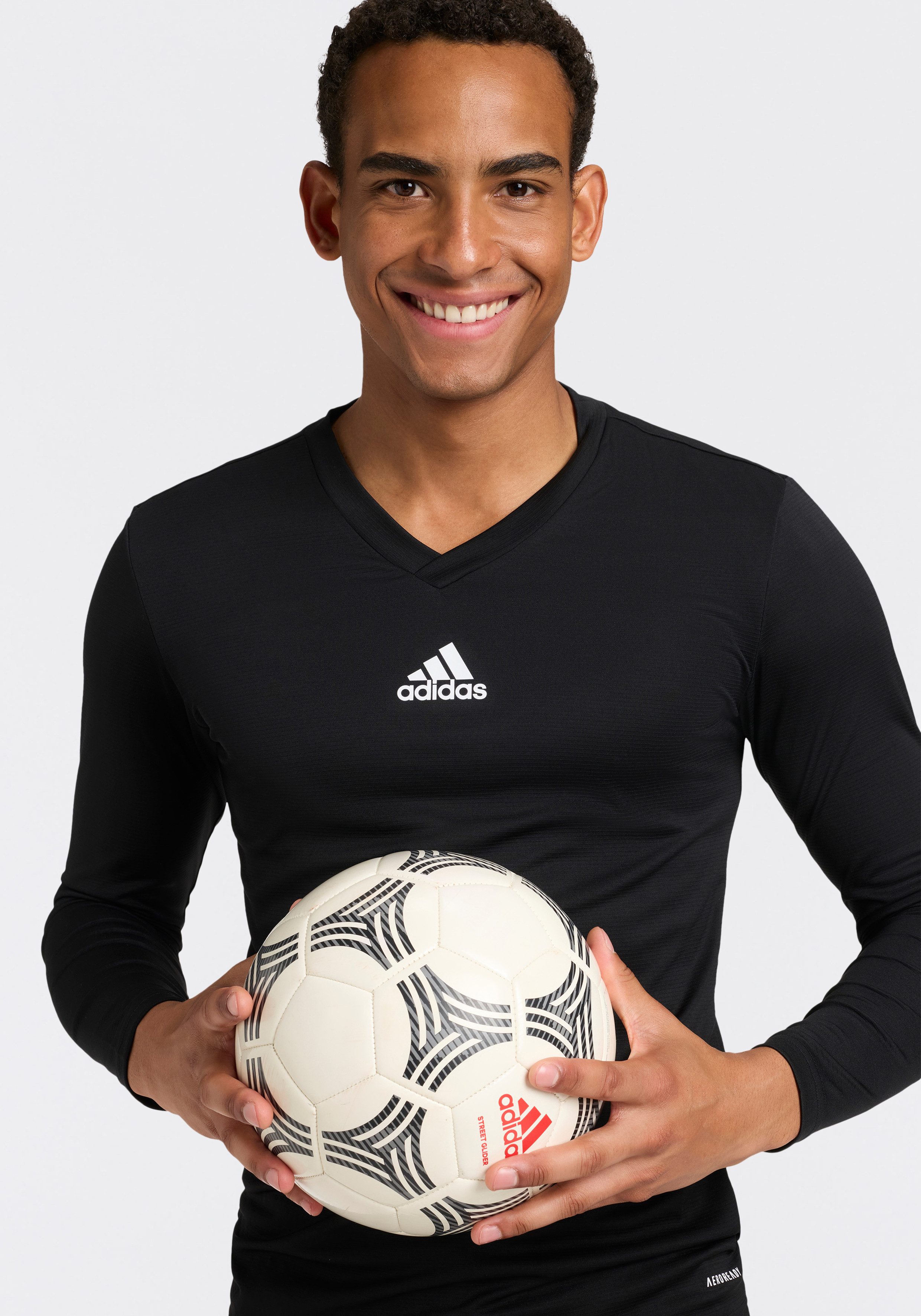 adidas Performance Langarmshirt TEAM BASE LONGSLEEVE mit V-Ausschnitt, ohne Verschluss, gerader Abschluss