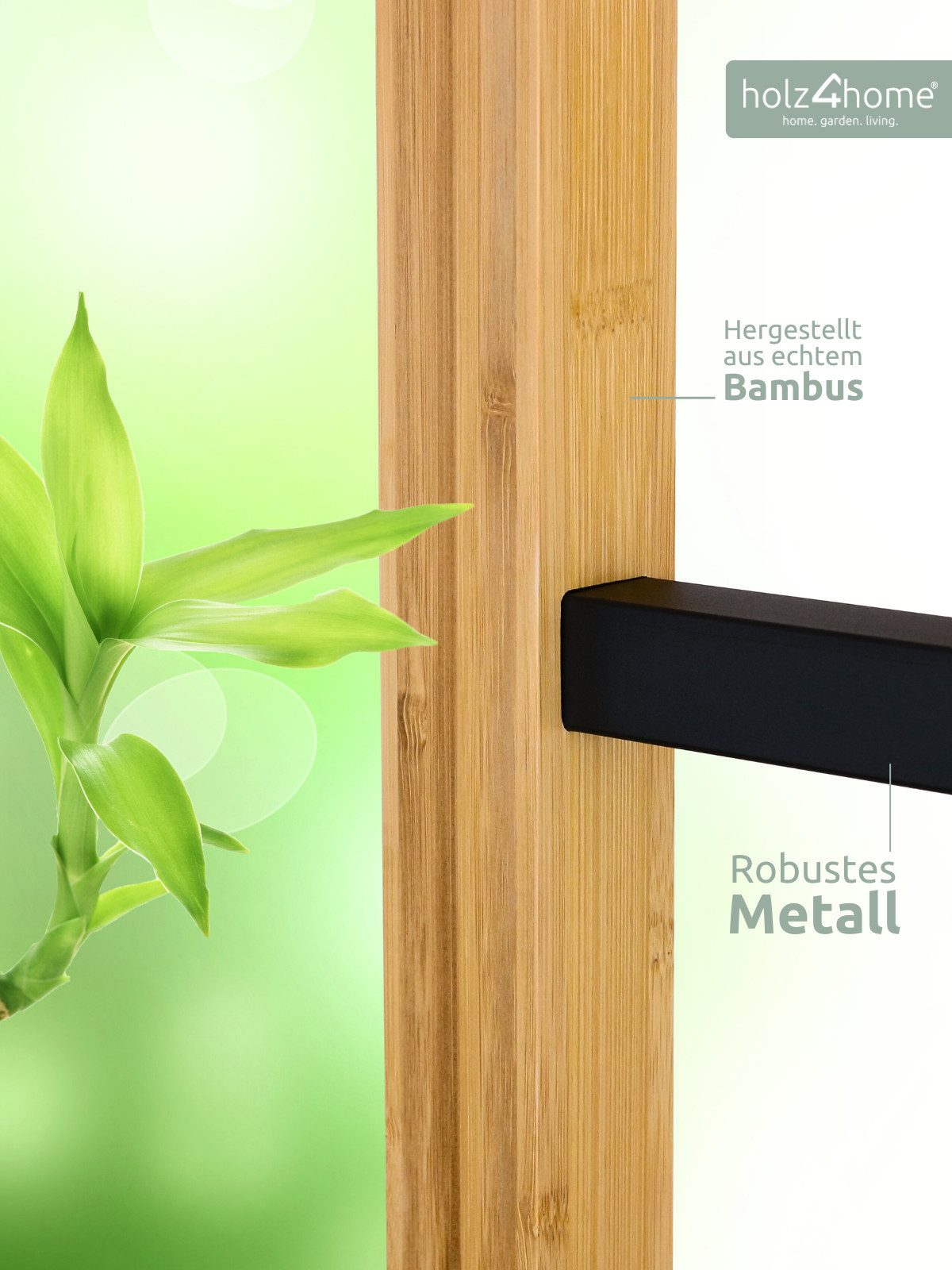 holz4home® Kastenständer Getränkekistenregal aus Bambus I Kistenregal Metallstreben Schwarz, inkl. Metallablage