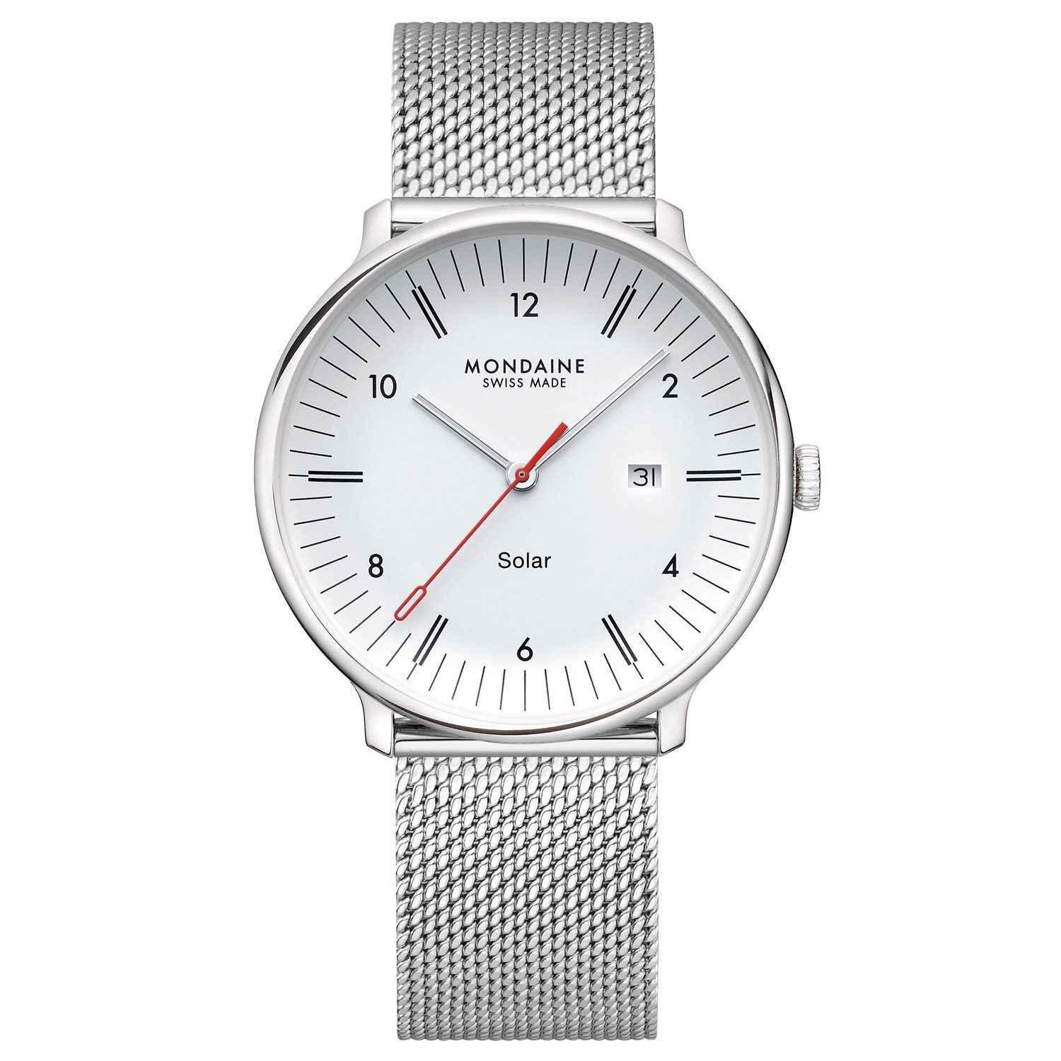 MONDAINE Solaruhr Unisex-Armbanduhr Doppio Solar Mesh 41 mm