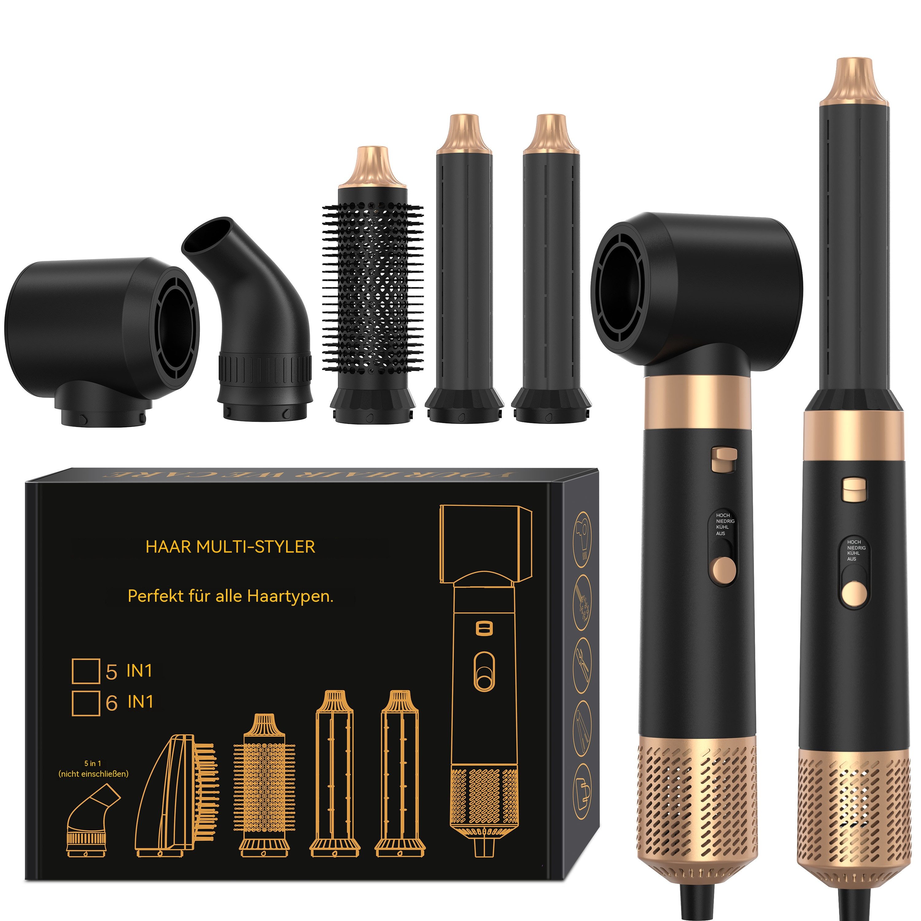 SeeCherish Haartrockner 6-in-1 Hochgeschwindigkeits-Luftstyler, 1600 W, Multifunktions-Haarbürste zum Trocknen, Glätten & Locken