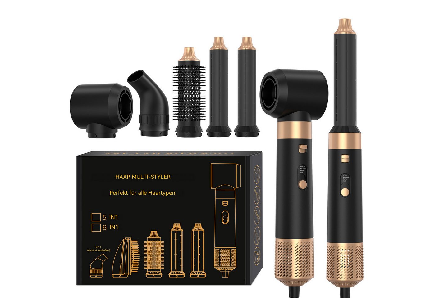 SeeCherish Haartrockner 6-in-1 Hochgeschwindigkeits-Luftstyler, 1600 W, Multifunktions-Haarbürste zum Trocknen, Glätten & Locken
