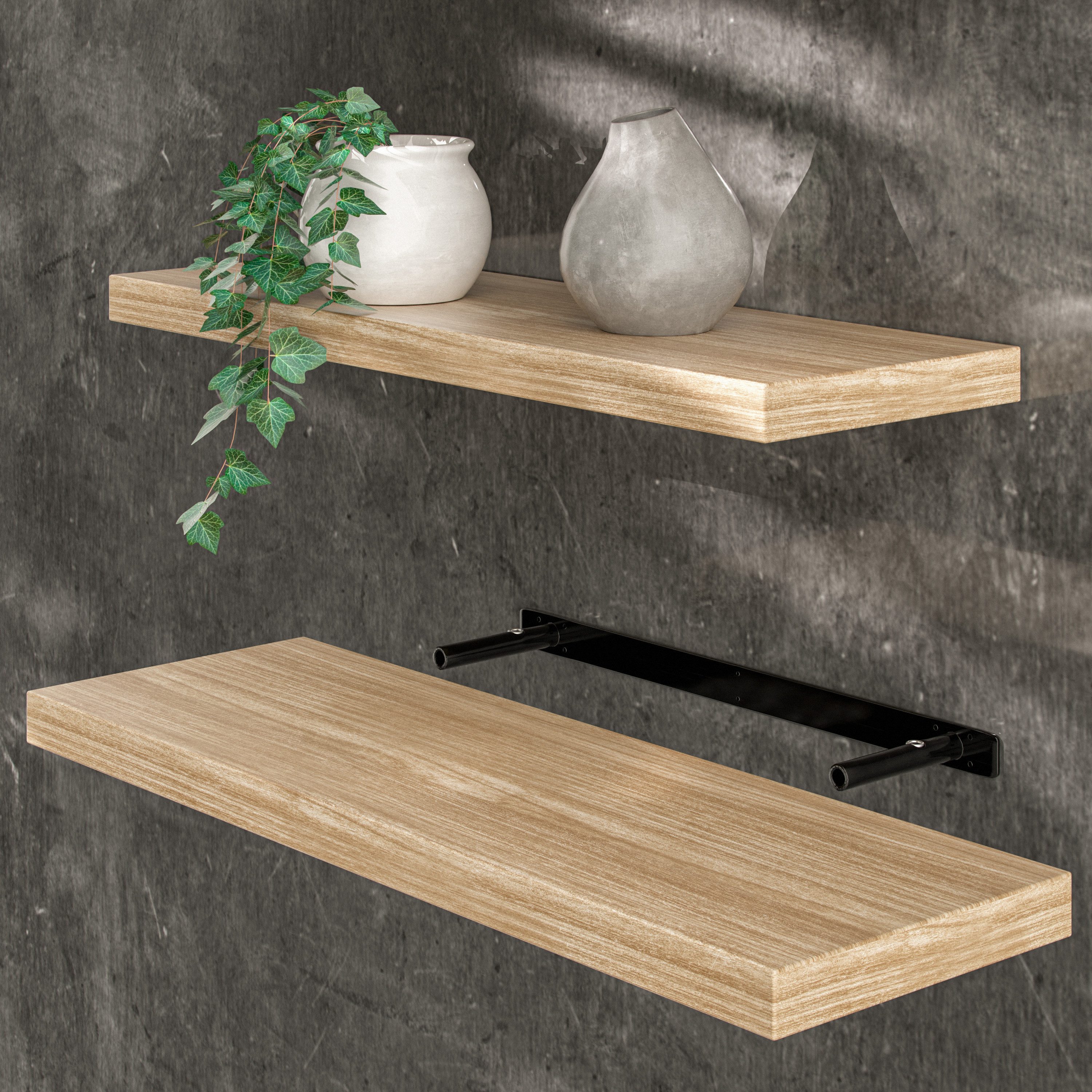 Casaria Wandboard, Eiche Hängeregal mit Halterung 15kg Tragkraft Wohnzimmer günstig online kaufen