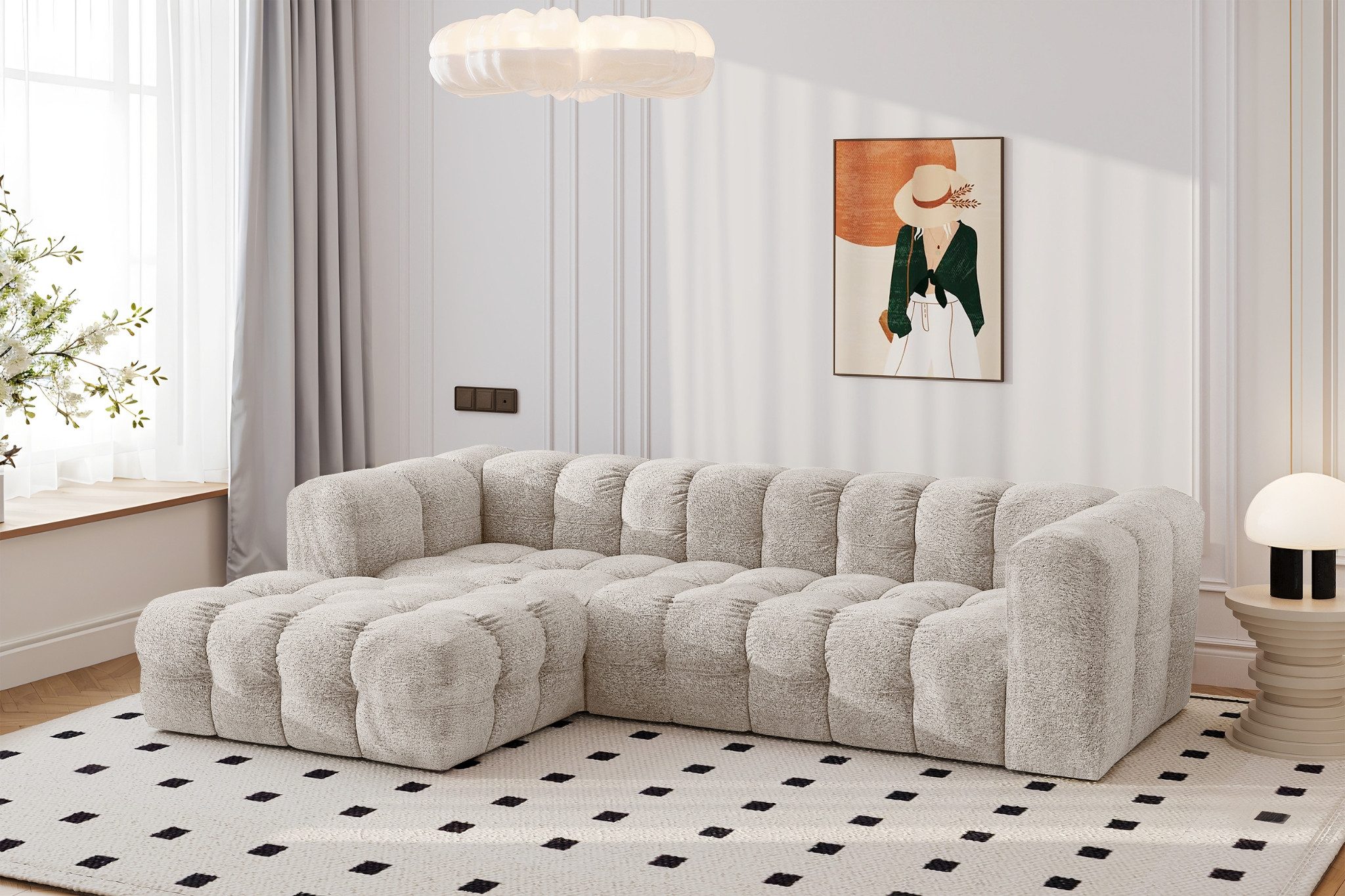 Kaiser Möbel Ecksofa BALOO L modernes freistehendes, für das Wohnzimmer, stoff Arena, Einzelsofa, gesteppte Oberfläche,freistehend platzierbar,hoher Sitzkomfort