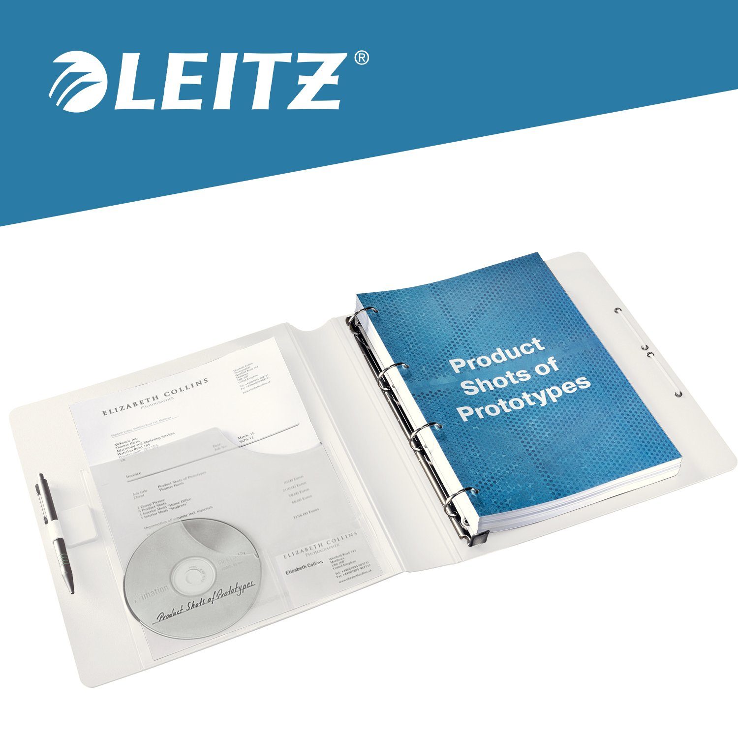 A4 Blätter Aktenordner für zu LEITZ SoftClick inkl. Innentasche Ringbuch, WOW bis (80 g/m), 280