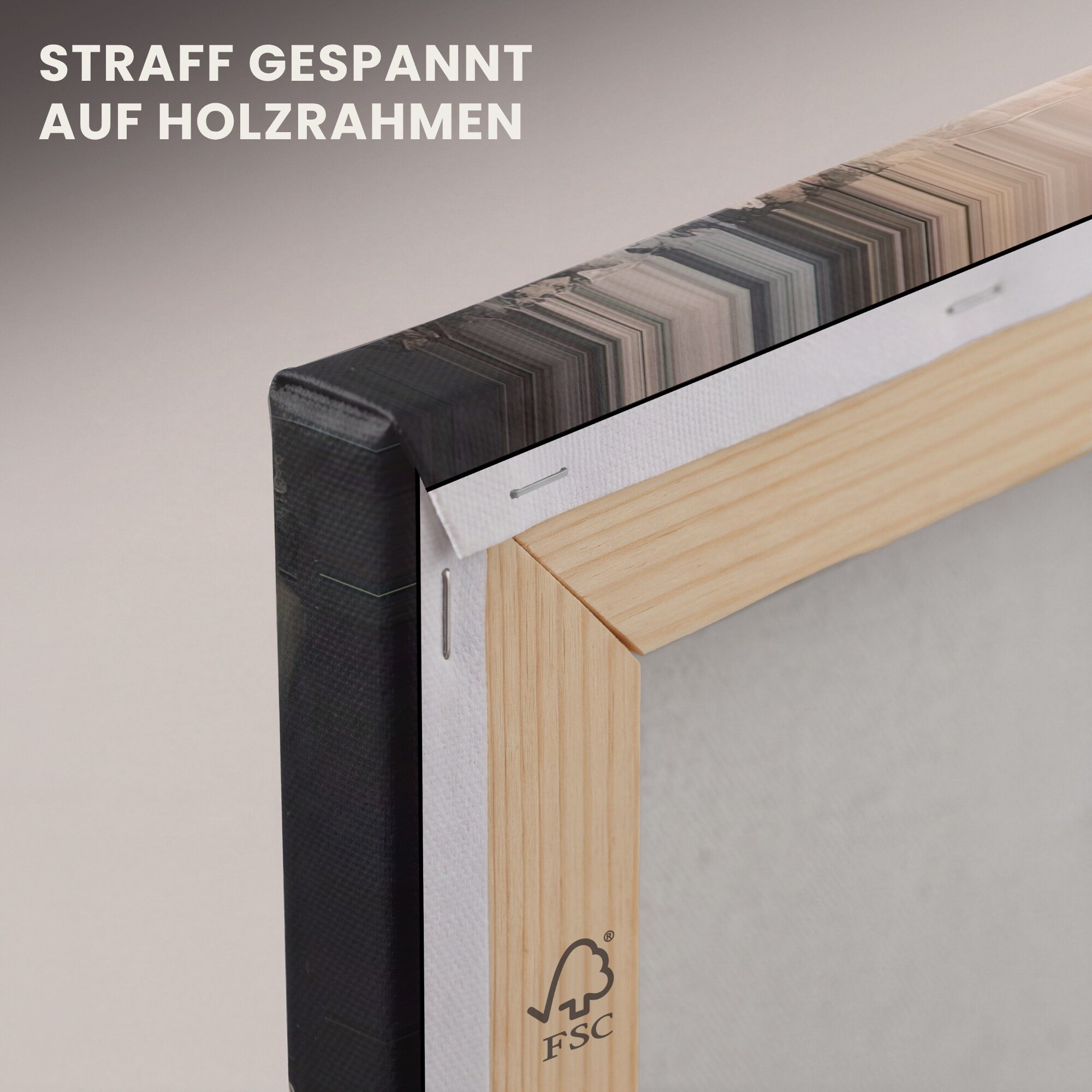 OneMillionCanvasses® Leinwandbild Kunst - Abstrakt - Beige - Farbe, Fotodruck (1 St), Leinwand Bilder Klein, Wand Dekoration Aesthetic 30x20 cm – Bild 5 von 5