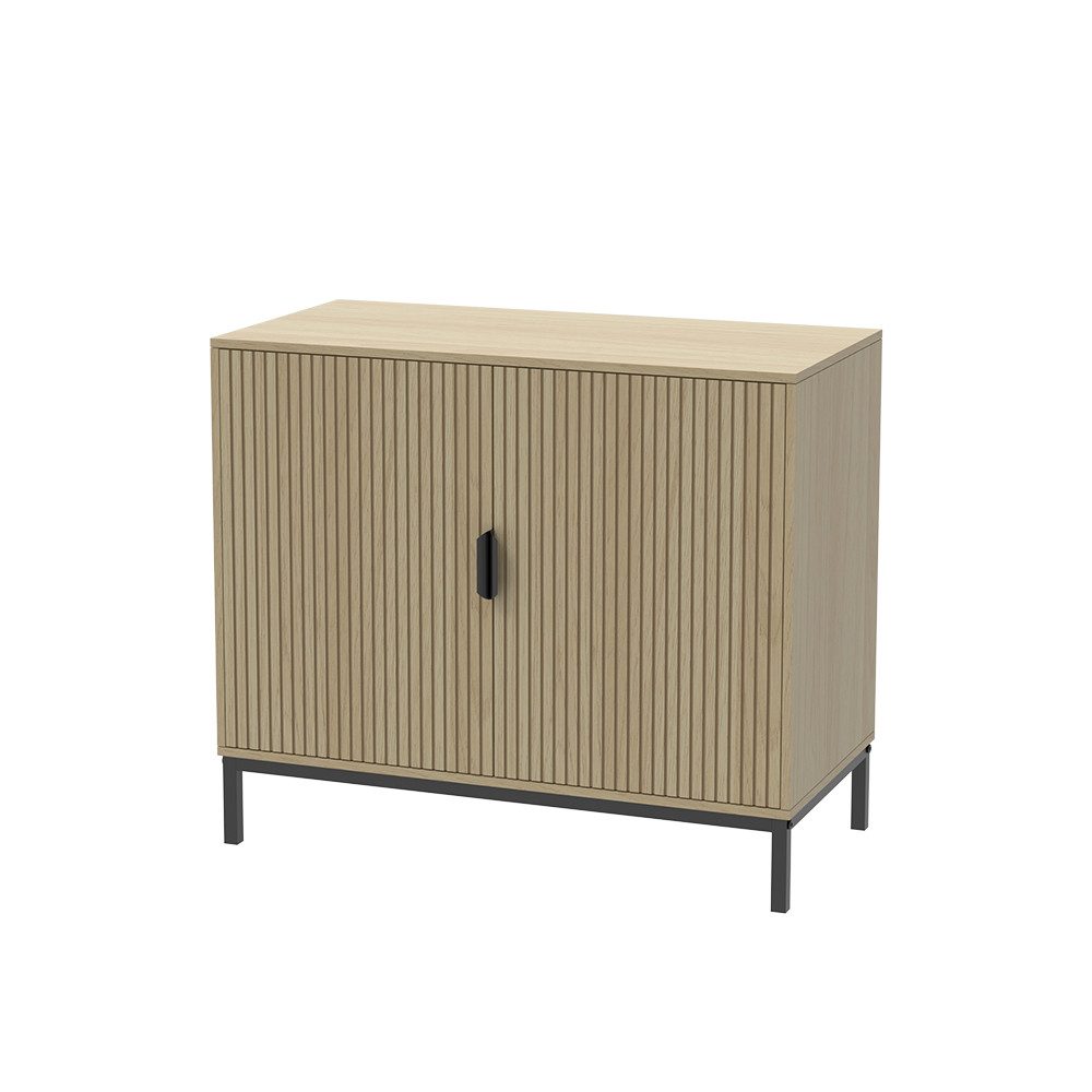 Vicco Kommode Lennox, Eiche/Schwarz, 80 x 45 cm mit 2 Türen (1 St)