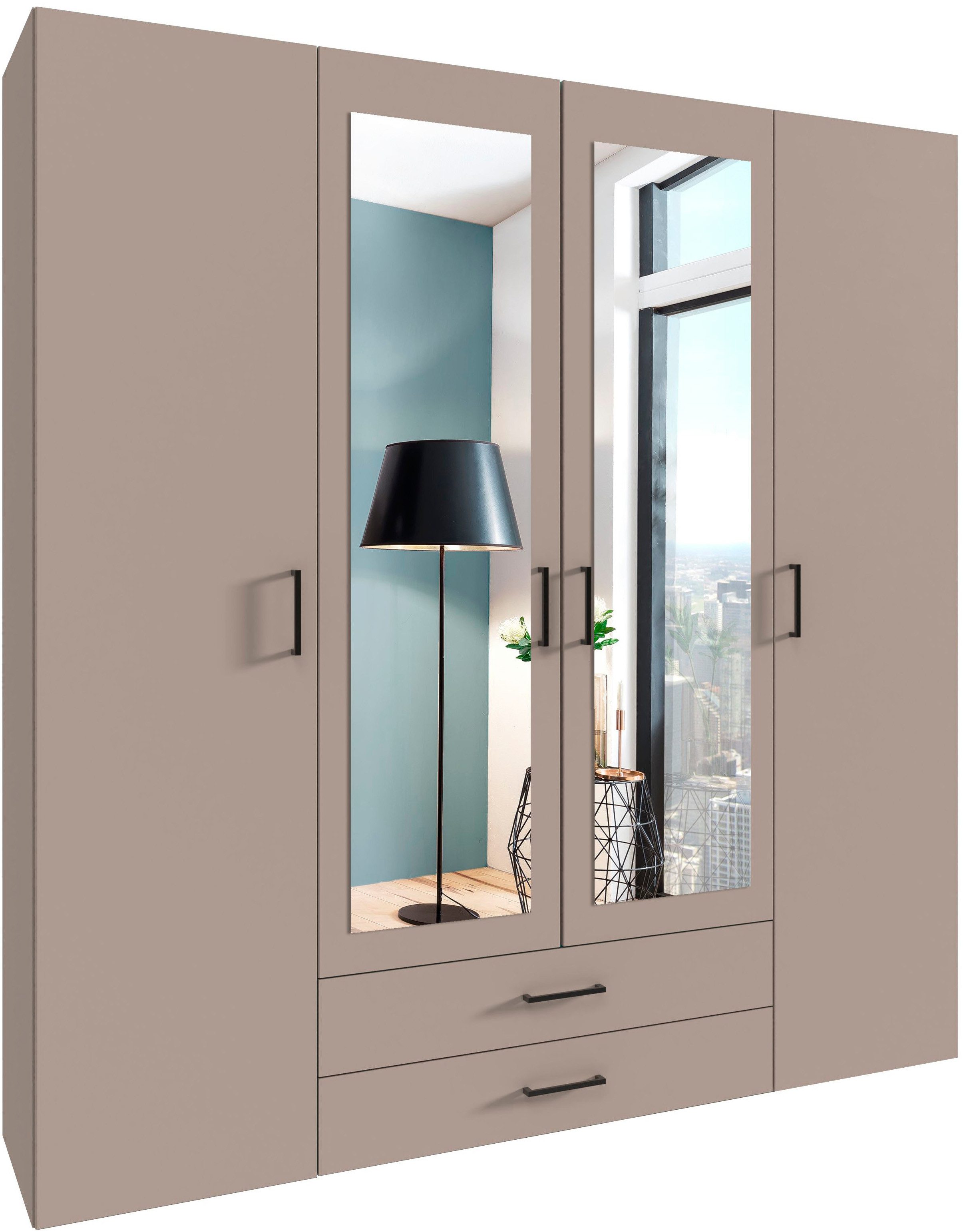 Wimex Drehtürenschrank "Mugano" mit langen oder kurzen Griffen aus Metall, günstig online kaufen