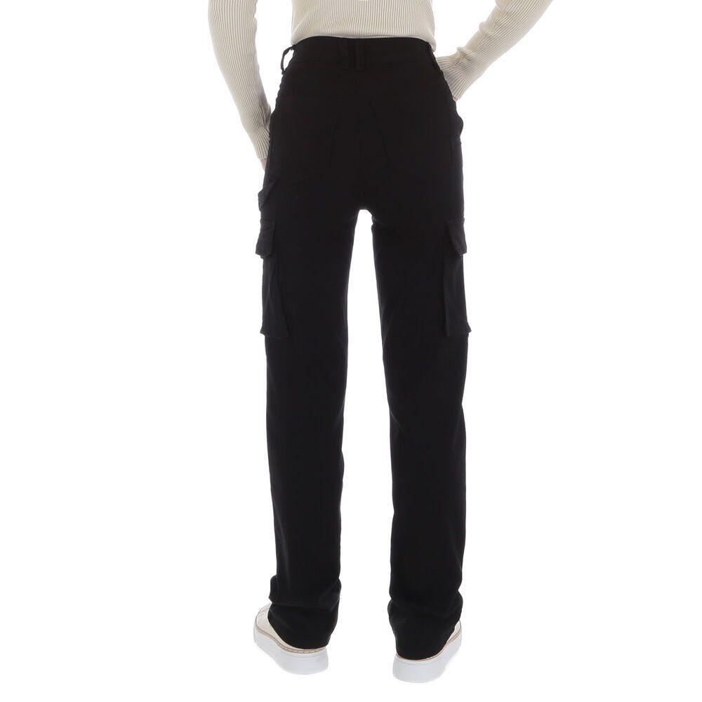 Ital-Design Cargohose Damen Freizeit (86746075) Stretch Stoffhose in Schwarz