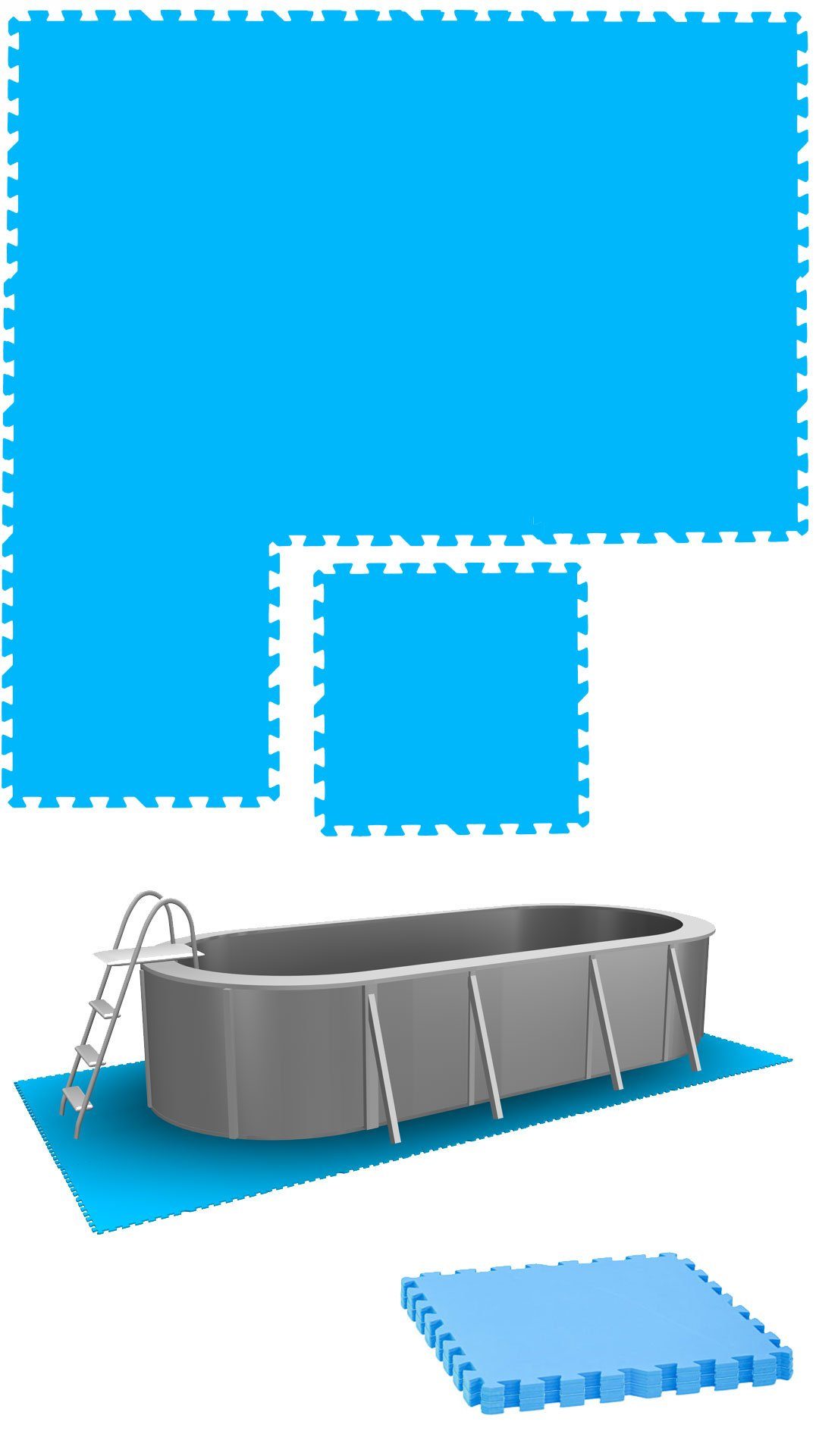 eyepower Pool-Bodenschutzfliese 1,9m² Poolmatte aus 8 großen EVA Matten - Rutschfeste Poolunterlage, 0,5 cm dicke Bodenfliesen - 50x50 Unterlegmatten - Whirlpool Unterlage