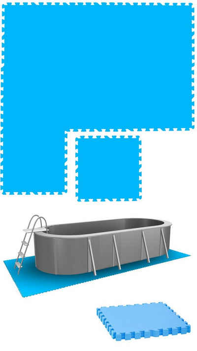 eyepower Bodenmatte 1,9m² Poolunterlage - 8 Große Poolmatten - 50x50cm, Outdoor Pool Bodenschutzmatte