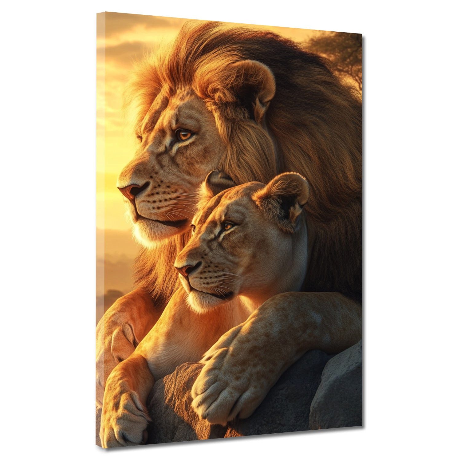 Artedinoi Leinwandbild Löwen majestätische Raubkatzen Leinwandbild Wandbild Kunstdruck XL Wan, Majestätische Löwen