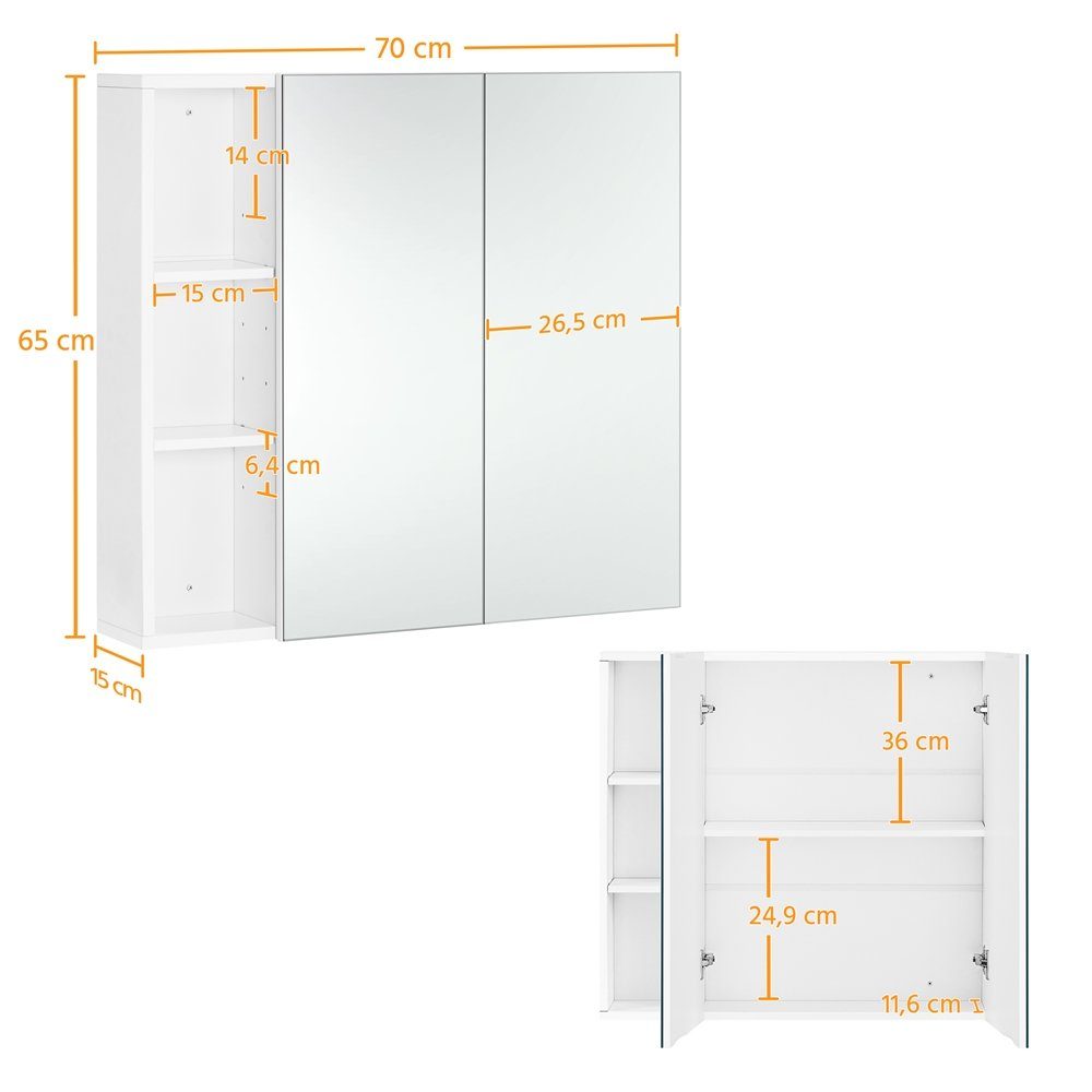 Yaheetech Hängeschrank Wandschrank Badezimmerschrank Spiegelschrank