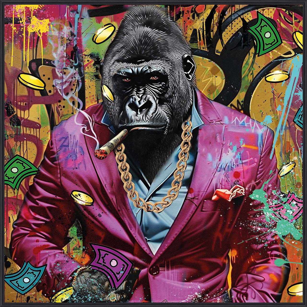 ArtUniverse Gemälde Gentleman Pink Gorilla 80 x 80 cm, Tiermotiv