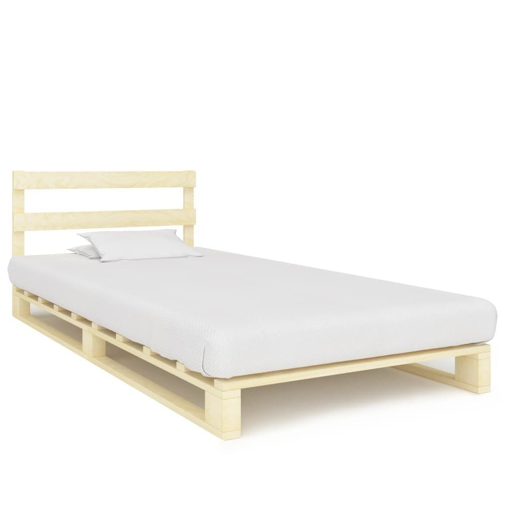 vidaXL Bett aus Kiefer-Massivholz in Natur (L/B/H: 200x90x65 cm)