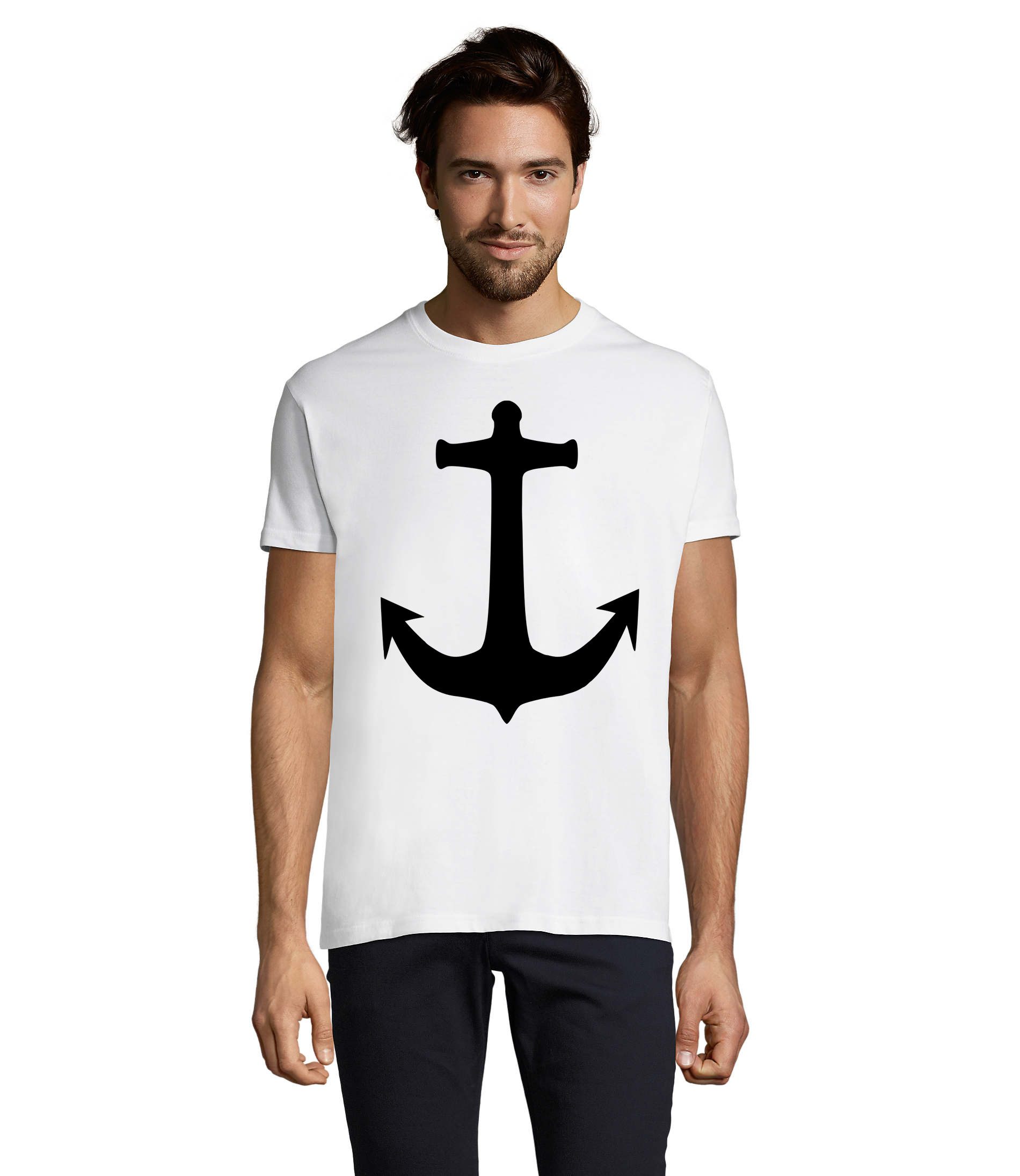 T-Shirt Herren Shirt Maritim Anker Symbol Freizeit Baumwolle Komfort