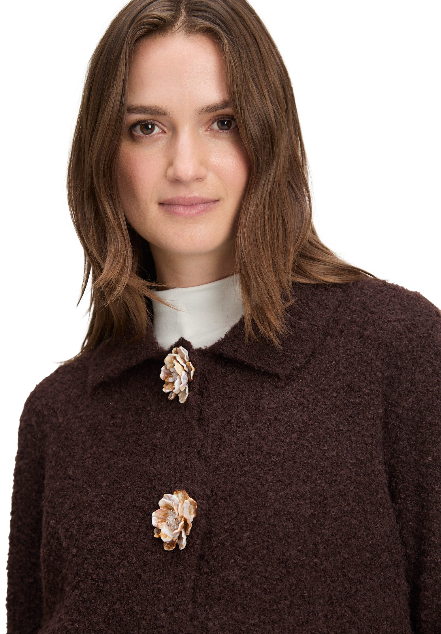 Cartoon Strickjacke Damen mit Kragen (1-tlg)