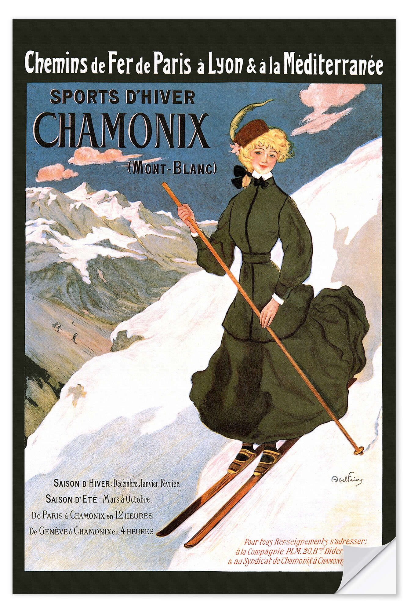 Posterlounge Wandfolie Vintage Ski Collection, Abel Faivre Sports D'Hiver Chamonix, Vintage Illustration