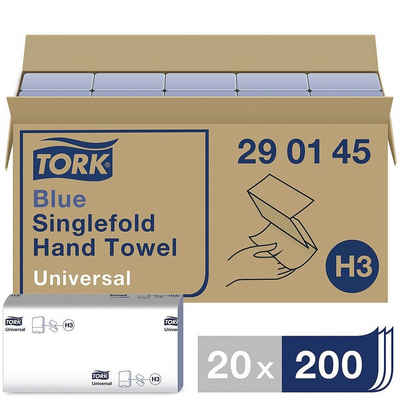 TORK Papierhandtuch H3 290145, 1-lagig, Krepp mit Z-Falzung, blau, 4000 Blatt