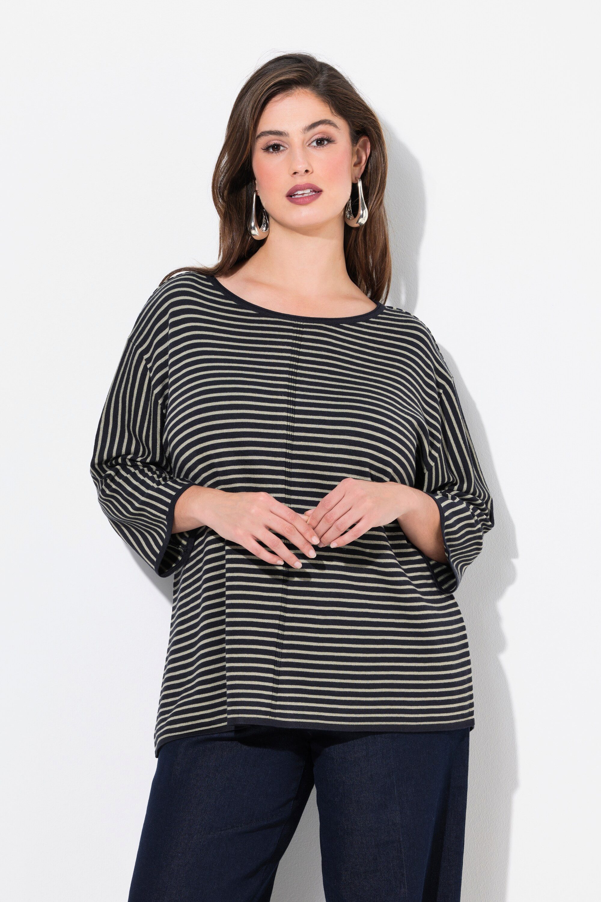 Ulla Popken Strickpullover Pullover Ringel Oversized günstig online kaufen