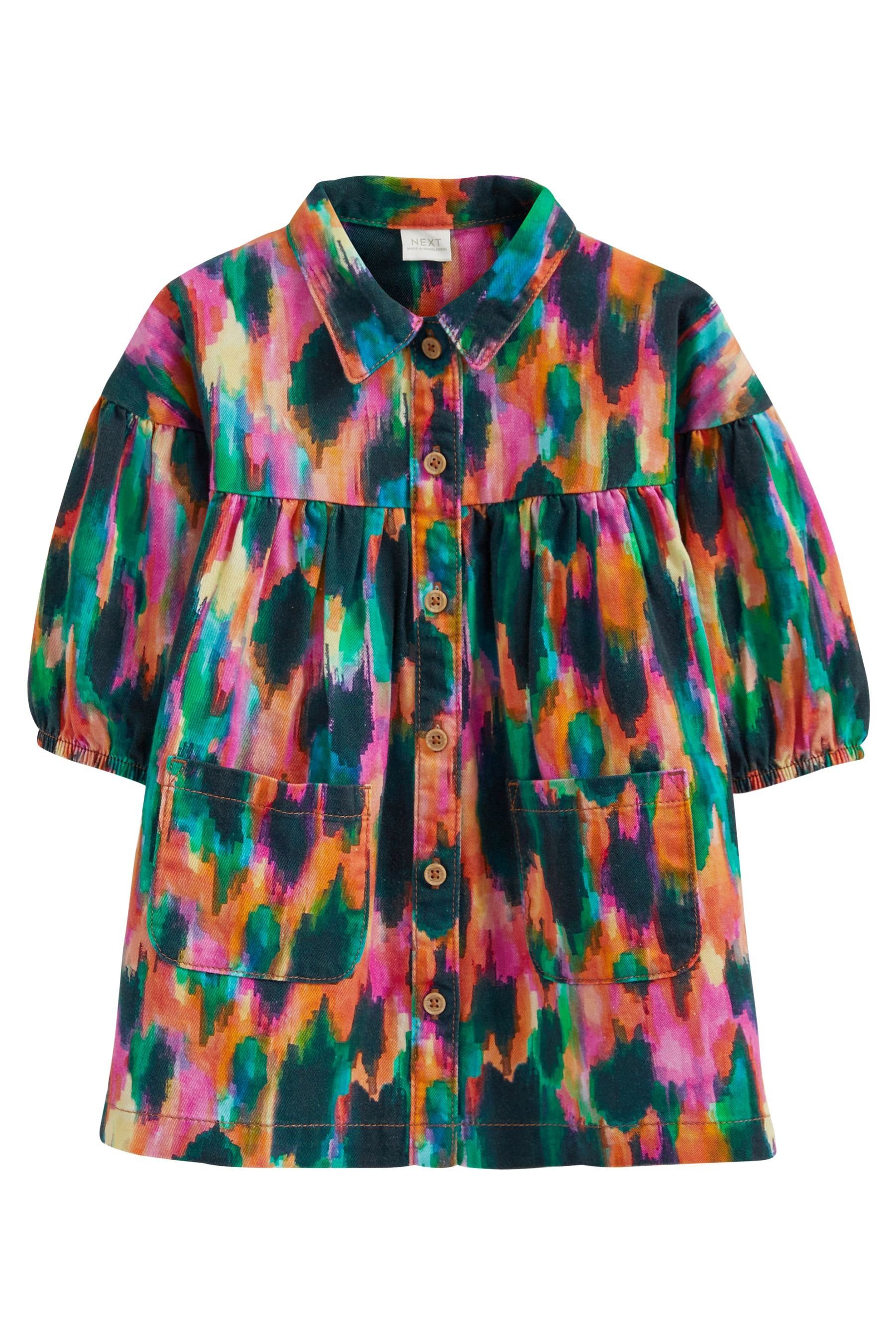 Next Blusenkleid Hemdkleid aus Baumwolle Print Multi Bright (1-tlg)