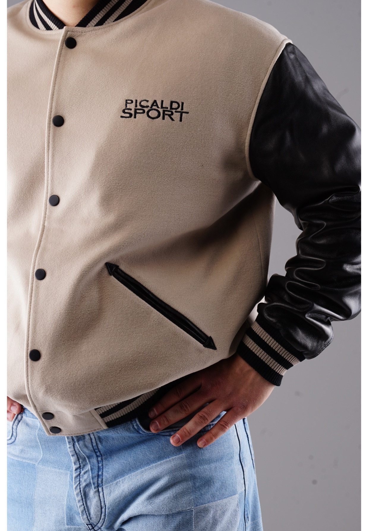 PICALDI Jeans Collegejacke TIGER Ärmel aus Echtleder