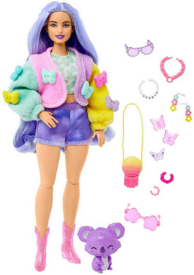 Barbie Anziehpuppe Extra, lavendelfarbenes Haar/Schmetterlings Haarspange