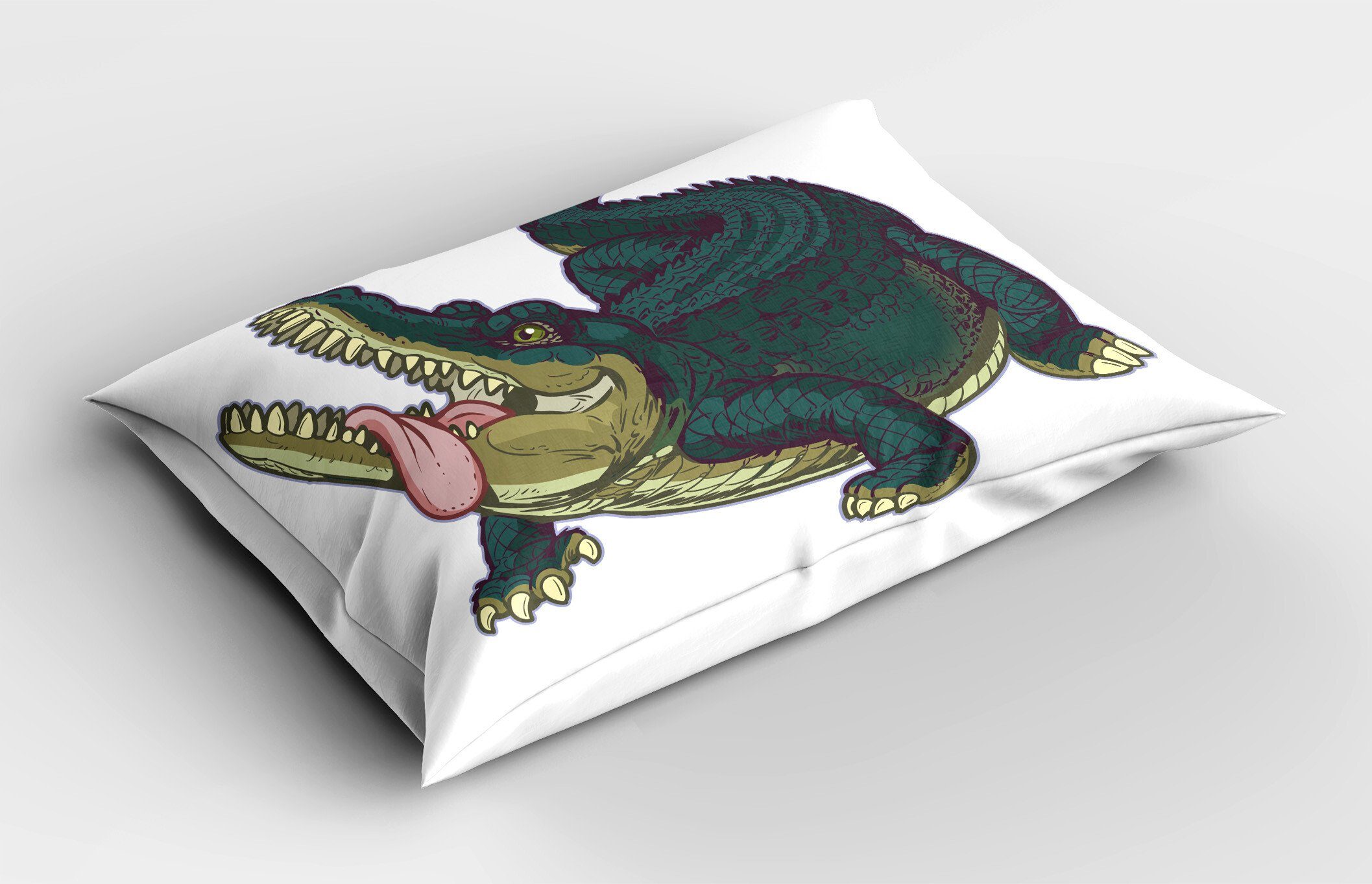 Kissenbezüge Size King Standard Krokodil Stück), Gedruckter (1 Dekorativer Alligator Abakuhaus wilde Kissenbezug, Grafische