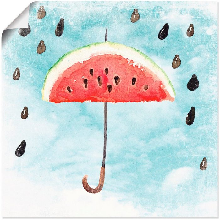 Artland Wandbild Sommer Melonen Regen Lebensmittel (1 St) als Alubild Leinwandbild Wandaufkleber oder Poster in versch. Größen