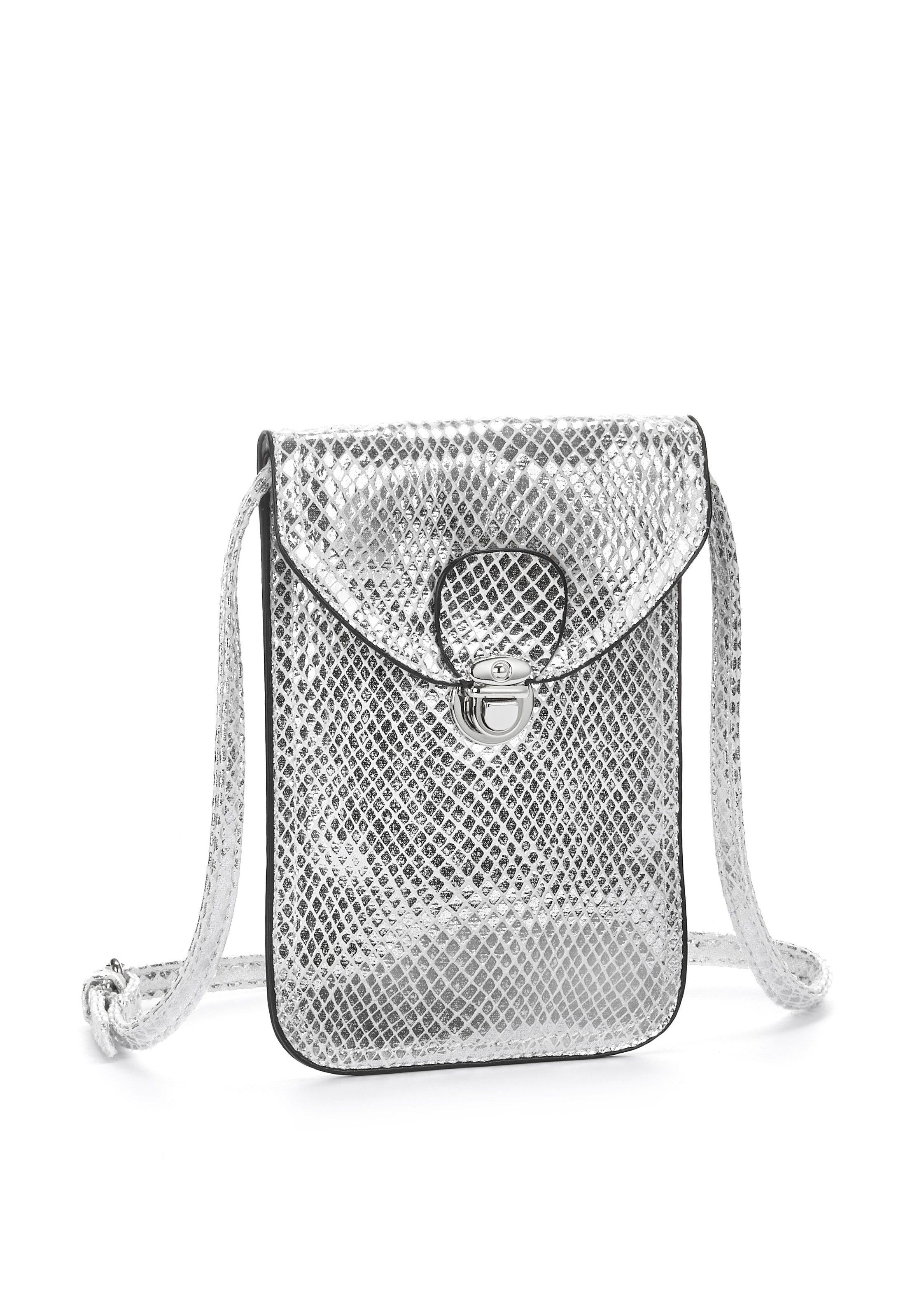 LASCANA Umhängetasche, im coolen Metallic Look, Minibag, Handytasche, Crossbody Bag VEGAN