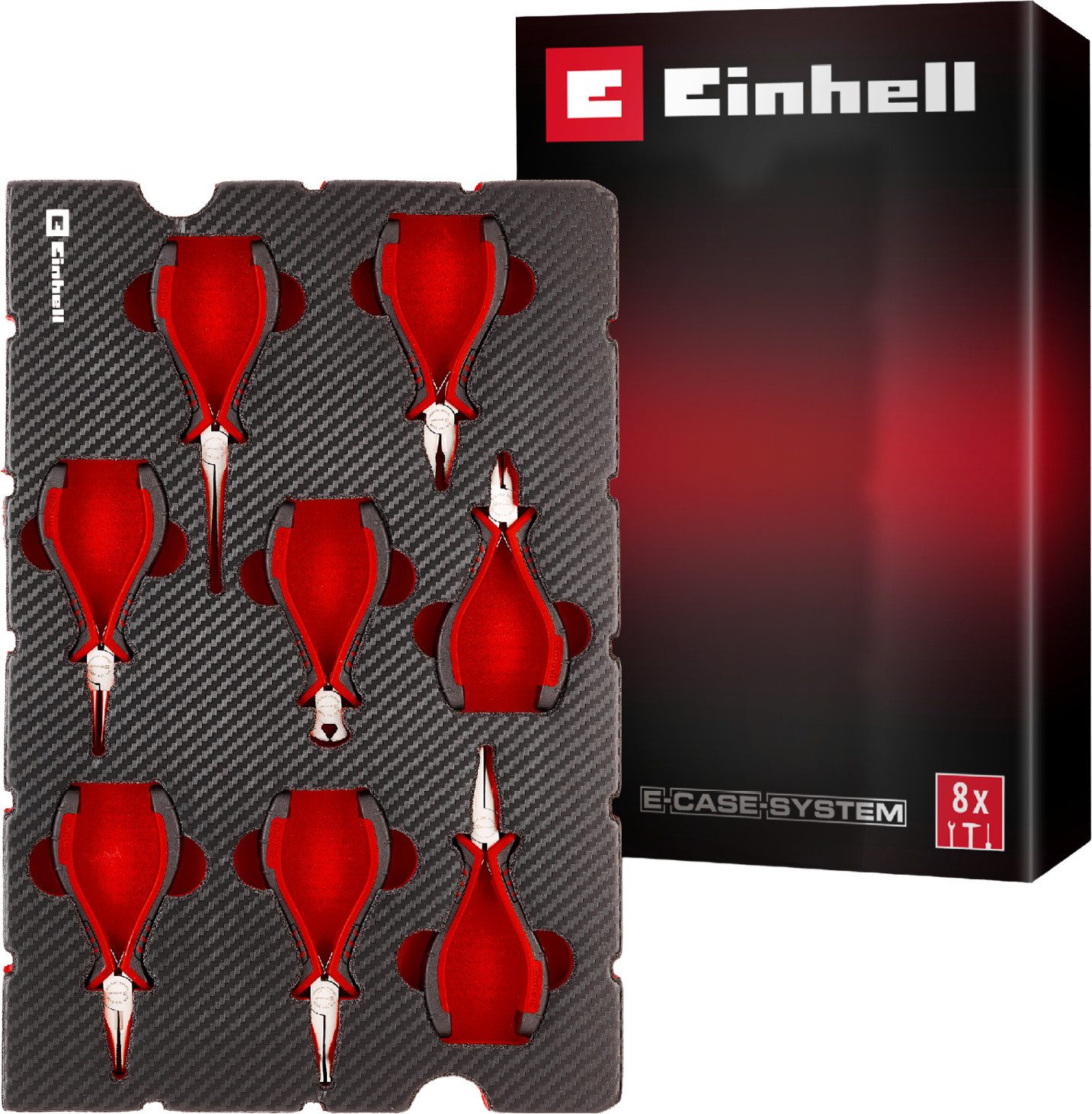 Einhell Werkzeugkoffer E-Case Pad (Set), 8-tlg. Feinmechaniker-Zangen, für E-Case S-F