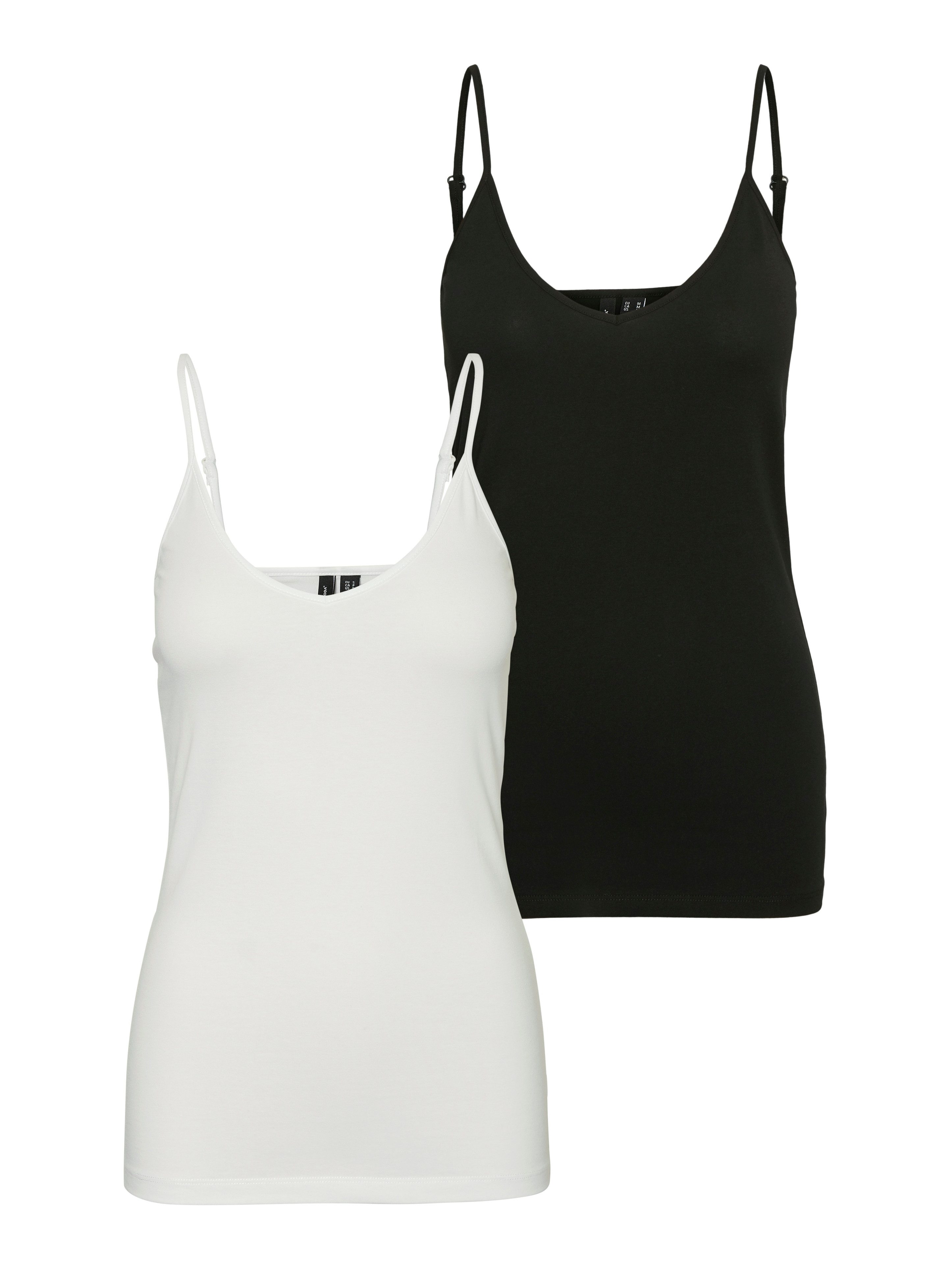 Vero Moda Spaghettitop VMMAXI MY SOFT V SINGLET 2PACK (2-tlg., 2er-Pack) Baumwollmischung, slim fit