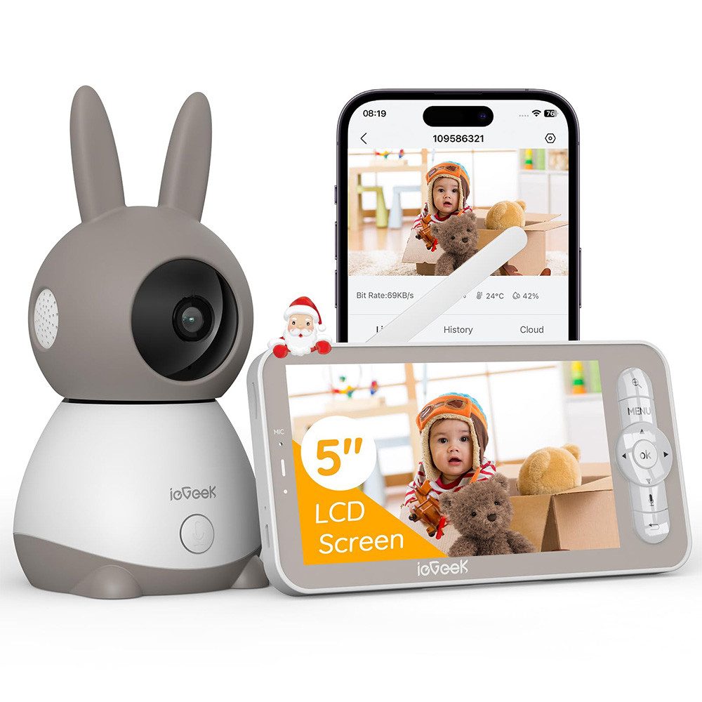 Video-Babyphone 5 Zoll Babyphone mit Kamera 2K 3MP WLAN Video Babyfon mit APP